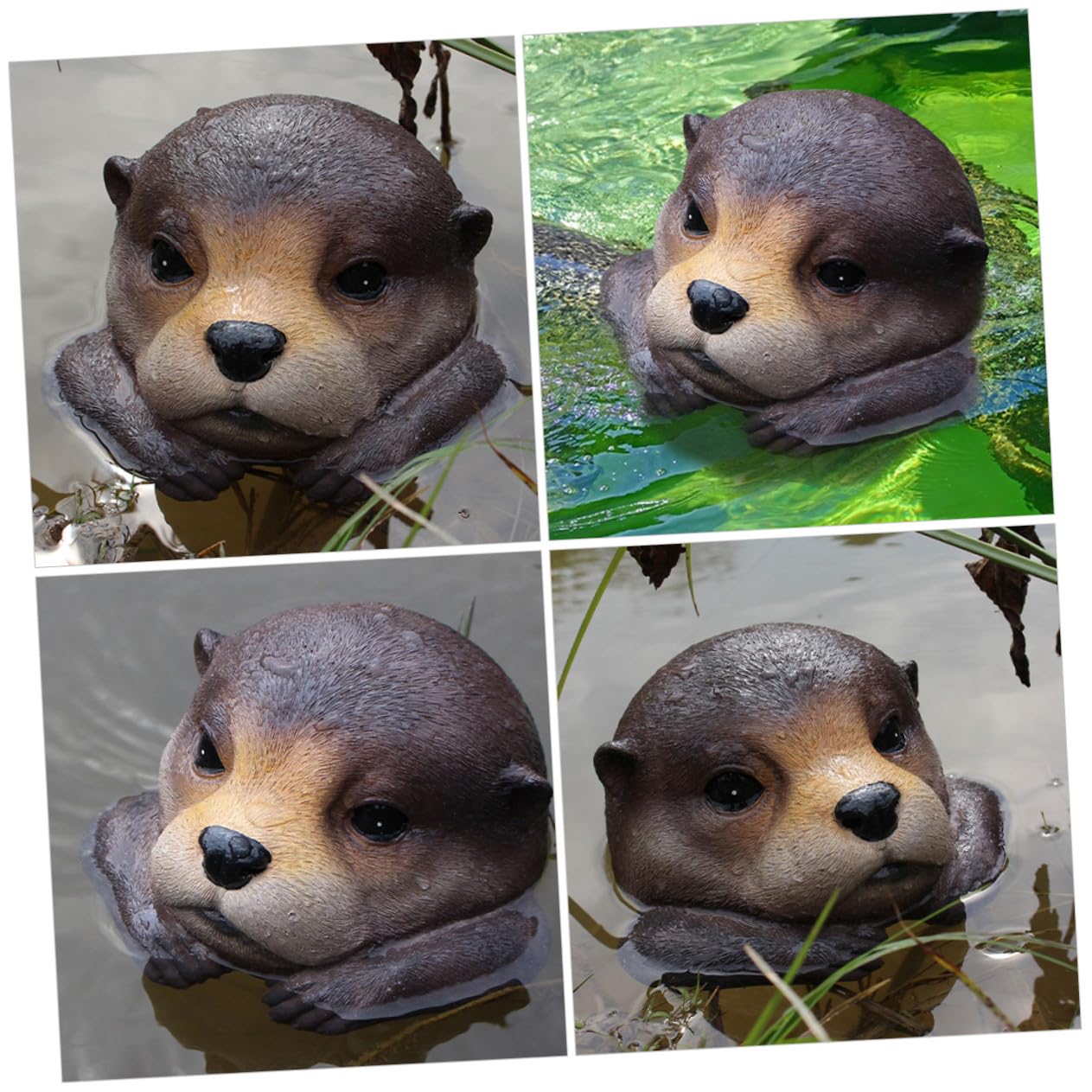 jojofuny 2 Stück Realistische Schwimmende Otterkopf skulptur aus Langlebigem Harz Natürliche Bewegung Wetterfeste Gartendeko für Teich Pool Außenbereich für Gartenliebhaber