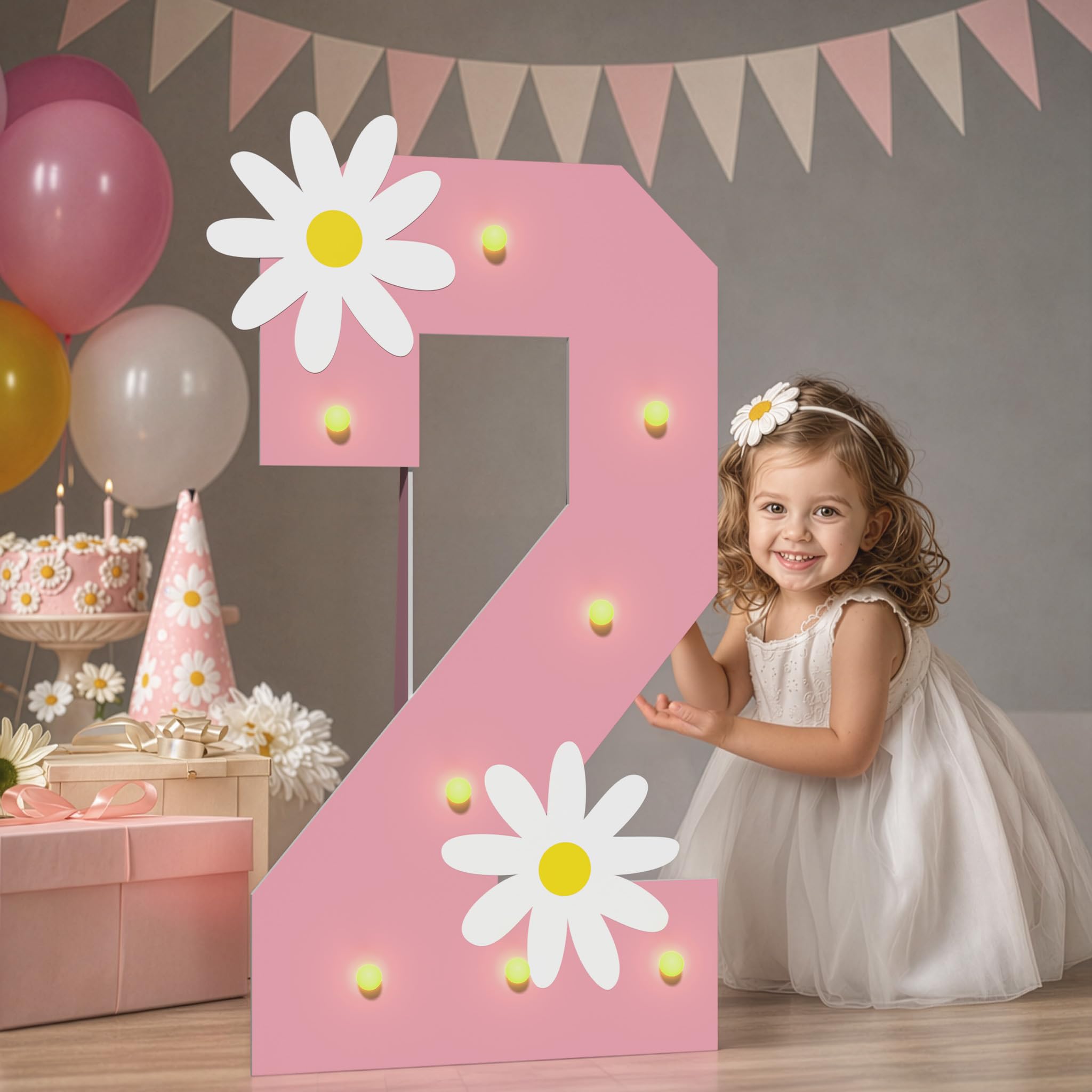 Photo 1 of 3FT Marquee Number 2 for Daisy Birthday Decorations, Flower Birthday Decor