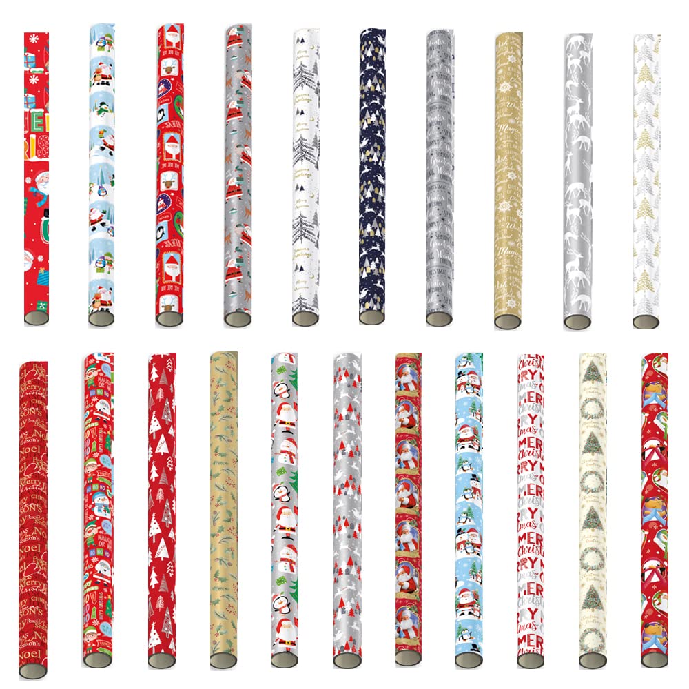 Pack of 10 x 4M Cute Christmas Character Gift Wrapping Paper roll -Perfect for Christmas, Festival, Party or Wedding Gift and Festive Decoration - Random Design