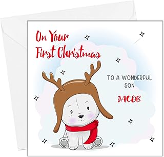 Personalised First Christmas Card Baby Son Grandson Bump 1st Nephew Godson