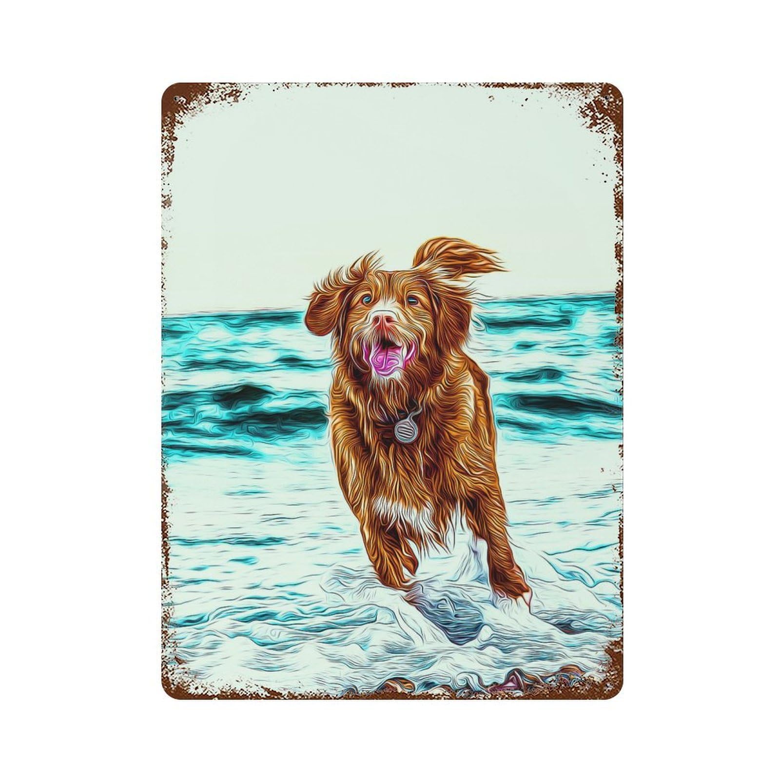 Tolling Retriever Rustic Tin Plaque 15.7"x11.8", for Pub, Kitchen And Man Cave Decor, Vintage Wall Decor