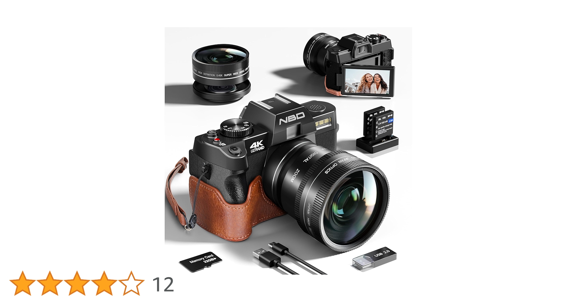 Amazon | NBD 4K 4800万画素 デジタルカメラ 革ハーフケース付き【WiFi