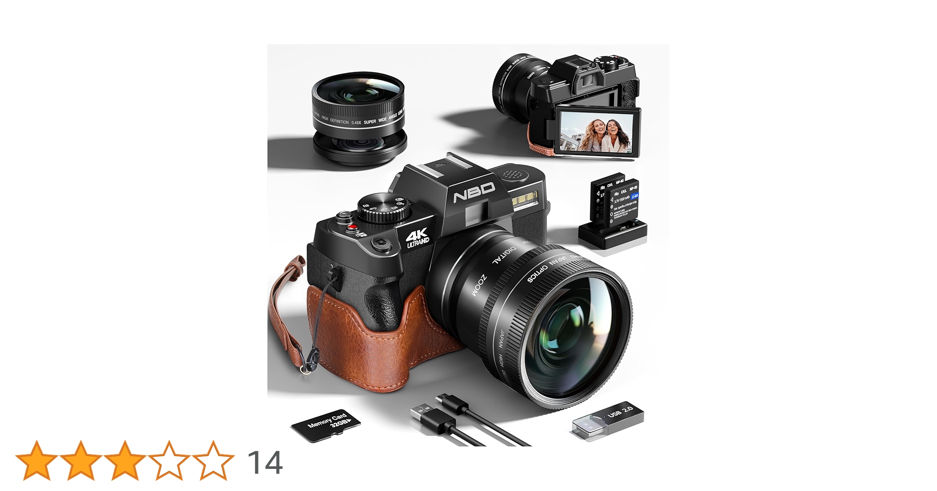 Amazon | NBD 4K 4800万画素 デジタルカメラ 革ハーフケース付き