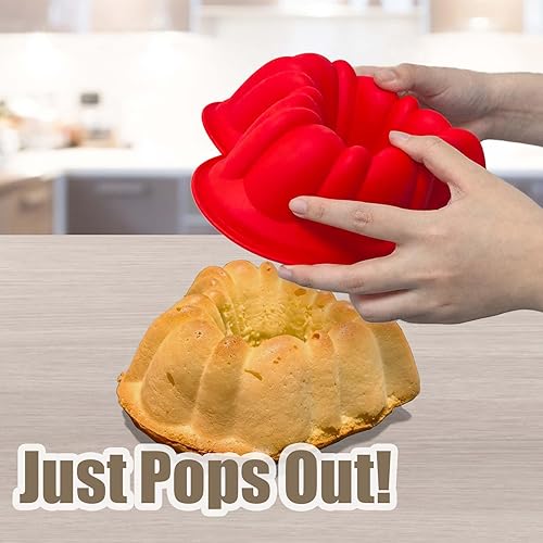 Miniatura 7 de SILIVO Moldes de silicona en forma de corazón, 8 pulgadas, rojo, antiadherente, silicona de grado alimenticio, fácil de limpiar, apto para