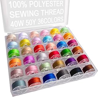 36Pcs Bobbins and Sewing Threads with Plastic Bobbin Case for Multiple Sewing Machine, Pre-Wound