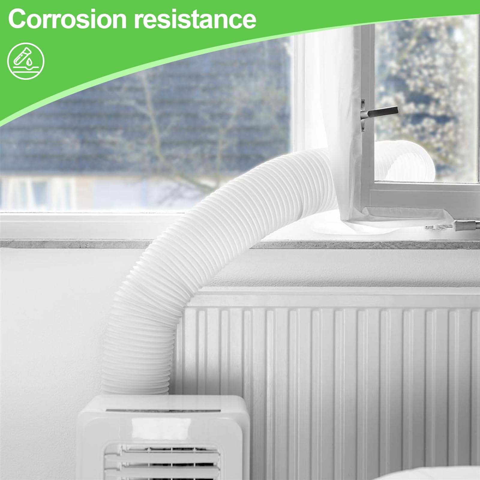Abluftschlauch Weiß 125mm Länge 3m Aluminium Aluflexschlauch Flexibel PVC Alurohr Schlauch mit 2 Schlauchschelle Edelstahl für Klimaanlagen Wäschetrockner Abzugshaube Mobile Klimaanlage