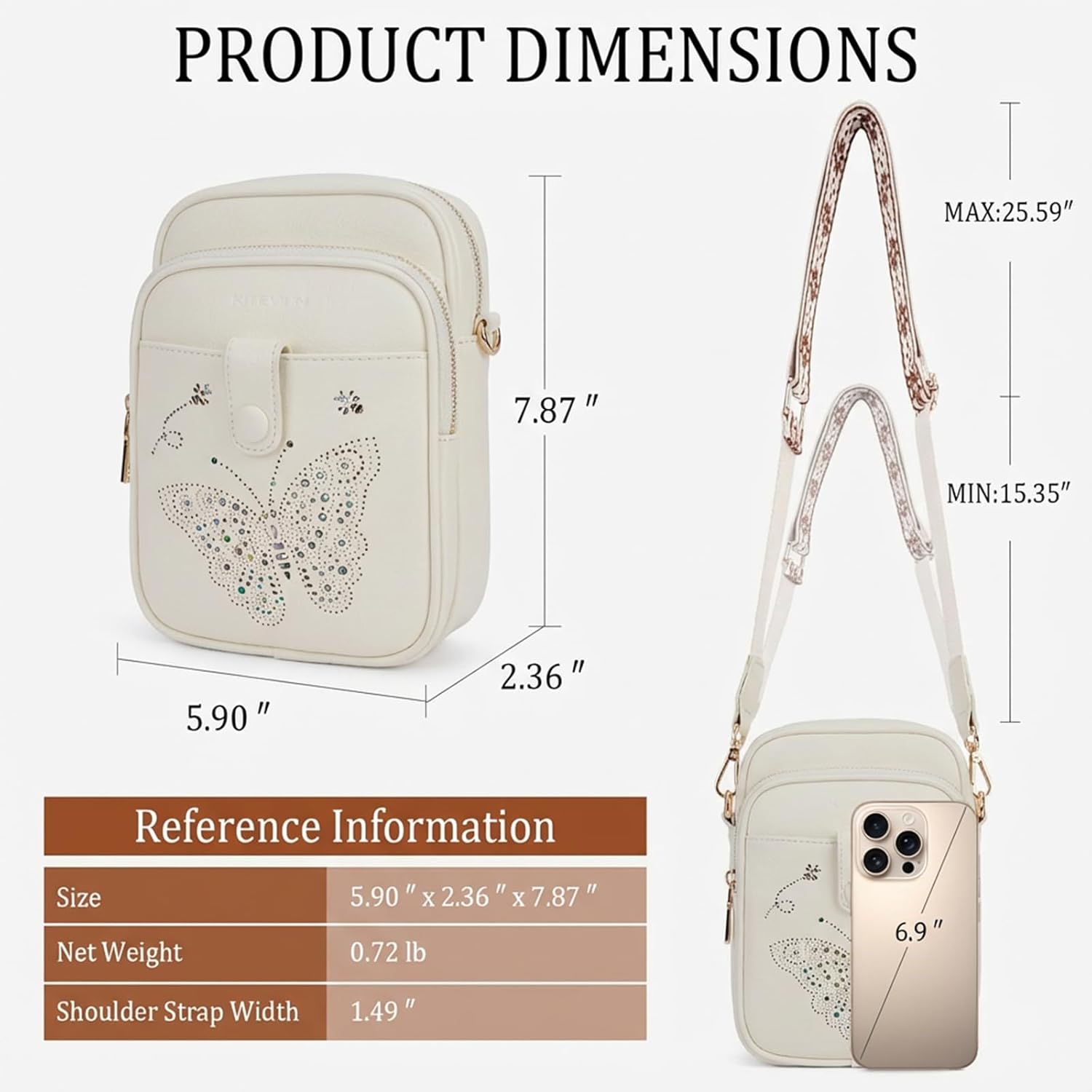 Crossbody Bags for Women Leather Crossbody Purse Small Shoulder Handbag Cell Phone Wallet with Adjustable Strap & Card Slots - Image 3