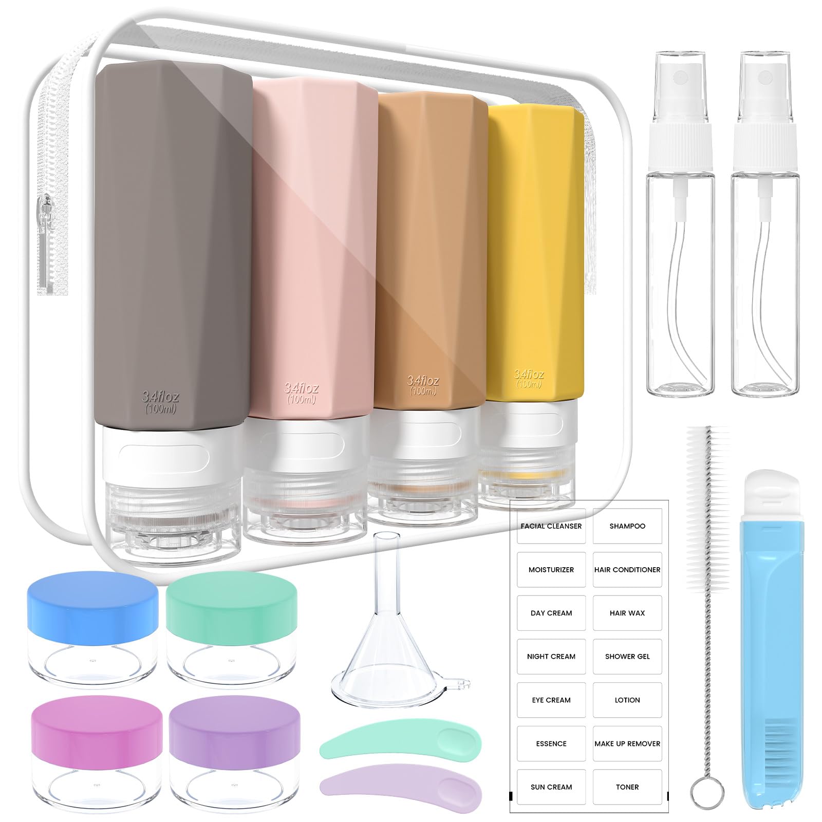 Kit Bottiglie Da Viaggio In Silicone - 8 Pezzi Per Shampoo, Crema E Lozioni - Foto 11