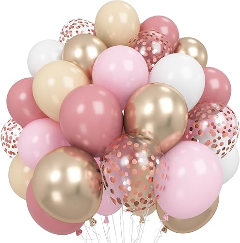 Miniatura 22 de Globos de Vaquera Rosa Polvoriento Sonrojado Rosa Marrón Canela Café Beige Arena Blanco Marfil Nude Retro Globos de Fiesta Globo con Estampado de