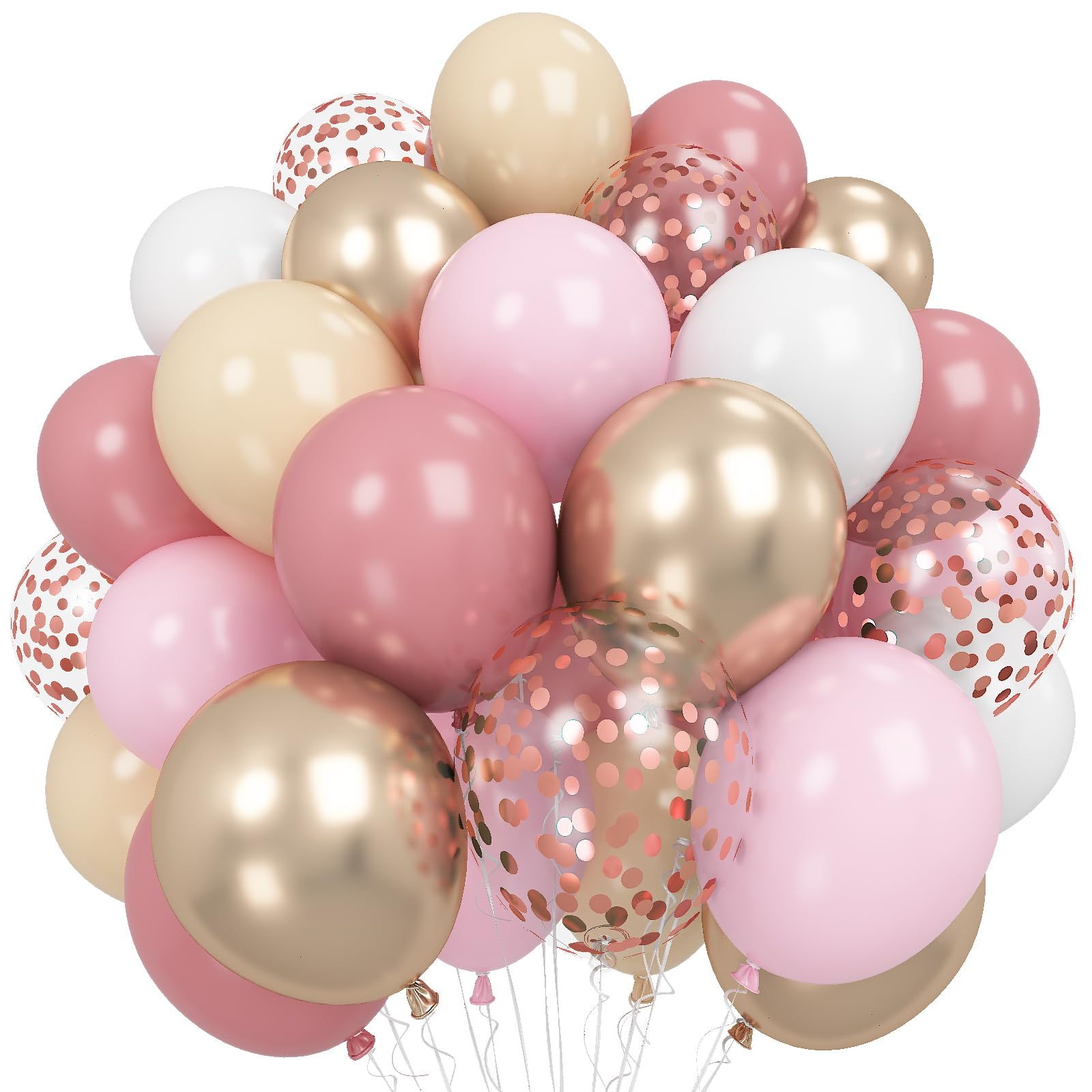 Froova Dusty Pink Palloons 12 Inch Blush Light Pink Beige Nude Apricot Champagne Gold Metallic Latex Party Balloon Rose Gold Confetti Balloons for