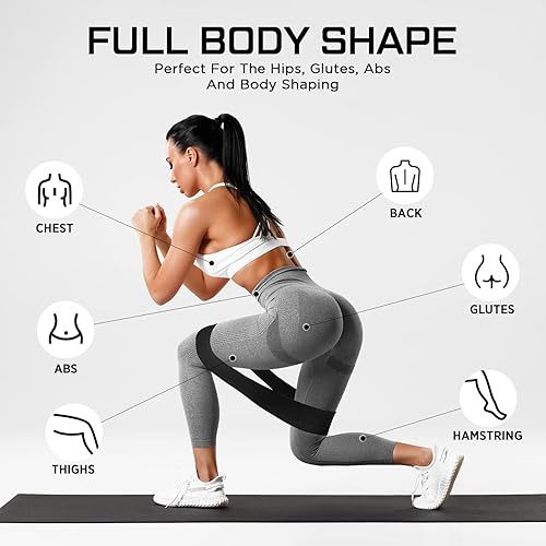 Miniatura 5 de 24 bandas de resistencia de tela para entrenar fuerza, bandas de ejercicio para mujeres y hombres, bucle de resistencia para piernas y glúteos,