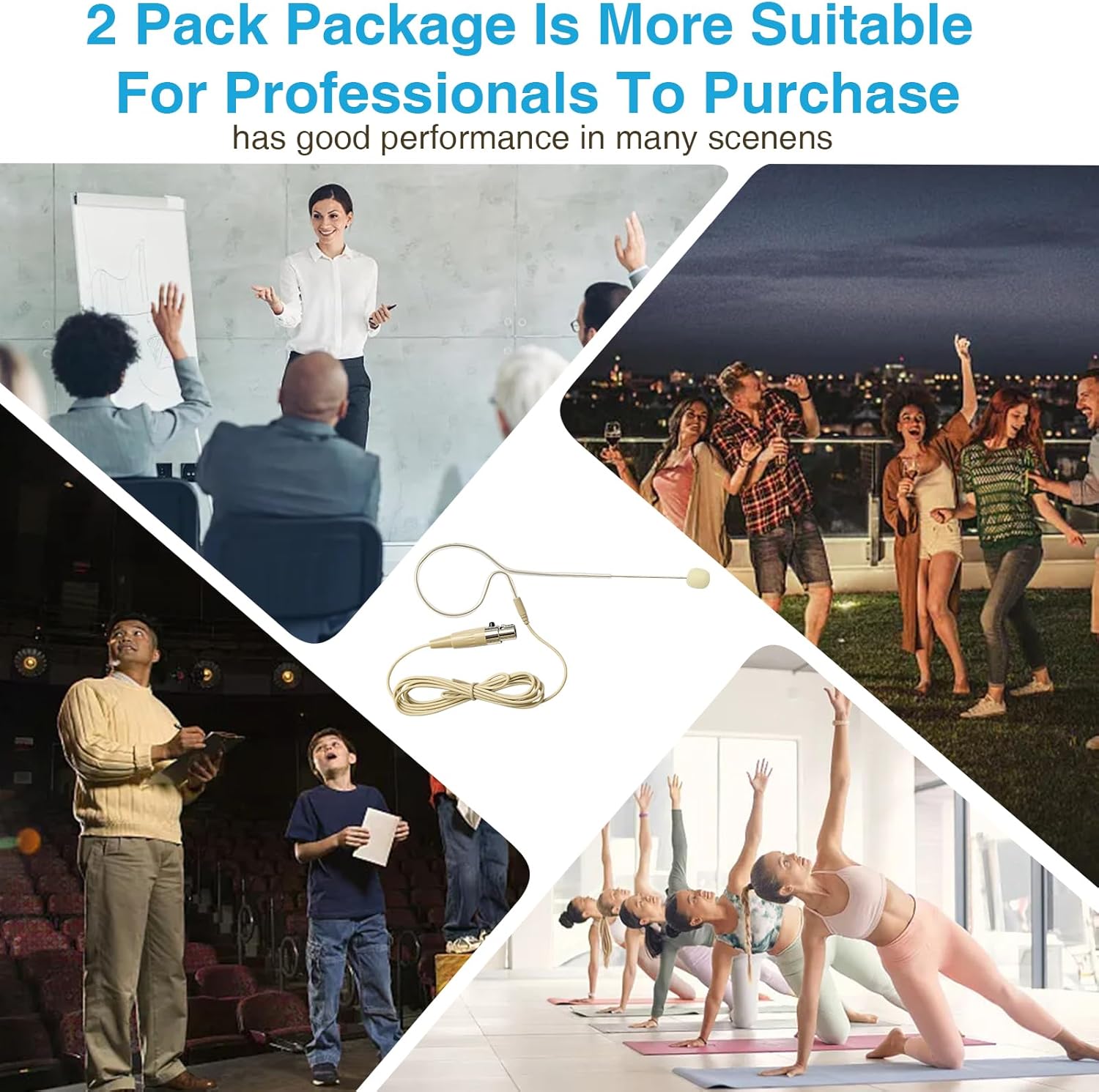 2 Pack Headset/Headworn Microphone Single Earhook Headset Microphone Mini XLR 4Pin TA4F Plug Hanging Condenser Omnidirectional Mic Compatible with Shure,1.5m Cable and Windscree - Image 8