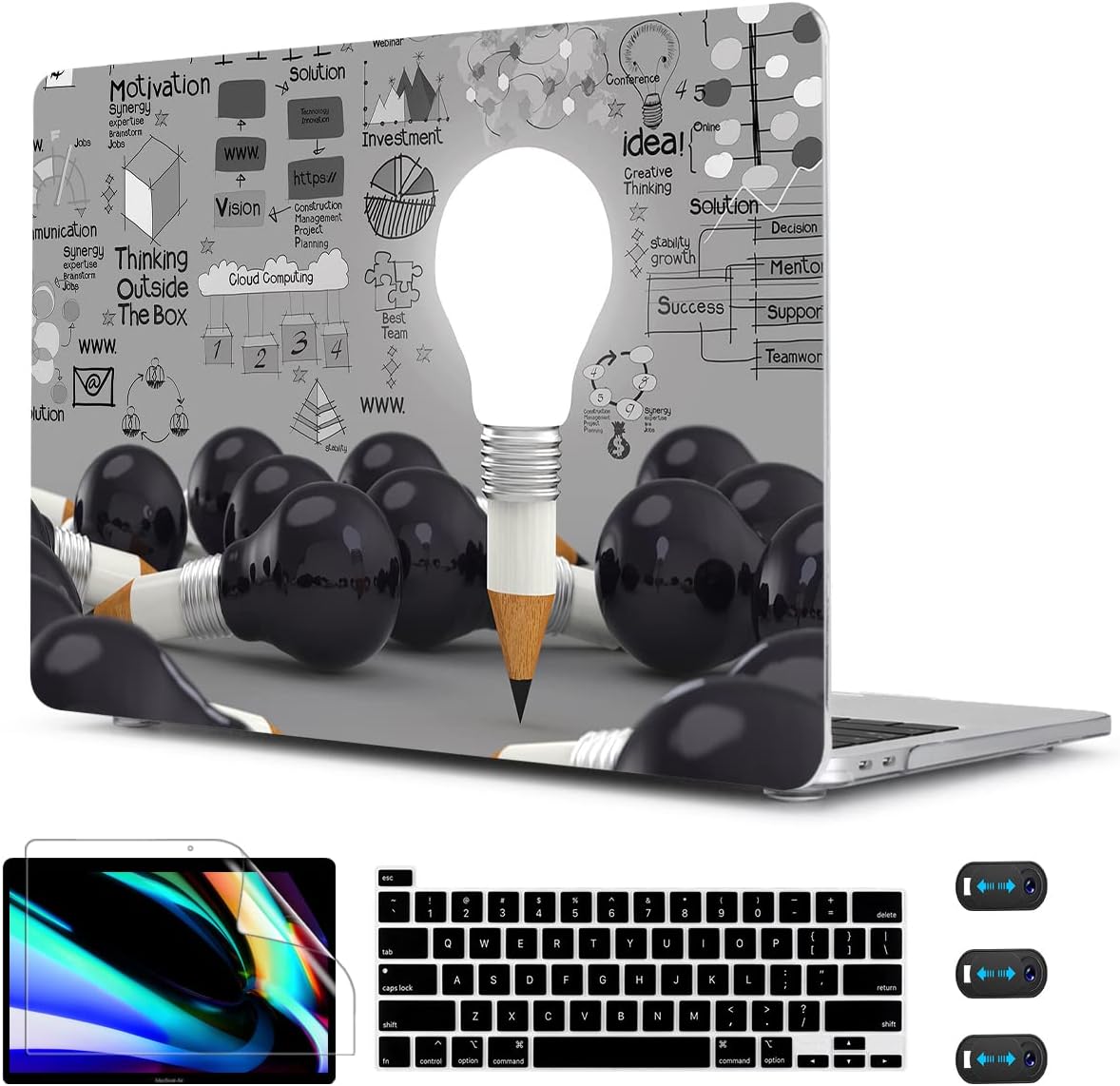 CISSOOKCreative Bulb Case for MacBook Pro 13 Inch 2025-2020 Release A2338 A2251 A2289, Hard Shell Cover with Keyboard Cover Screen Protector for MacBook Pro 13 M2 M1, Bulb