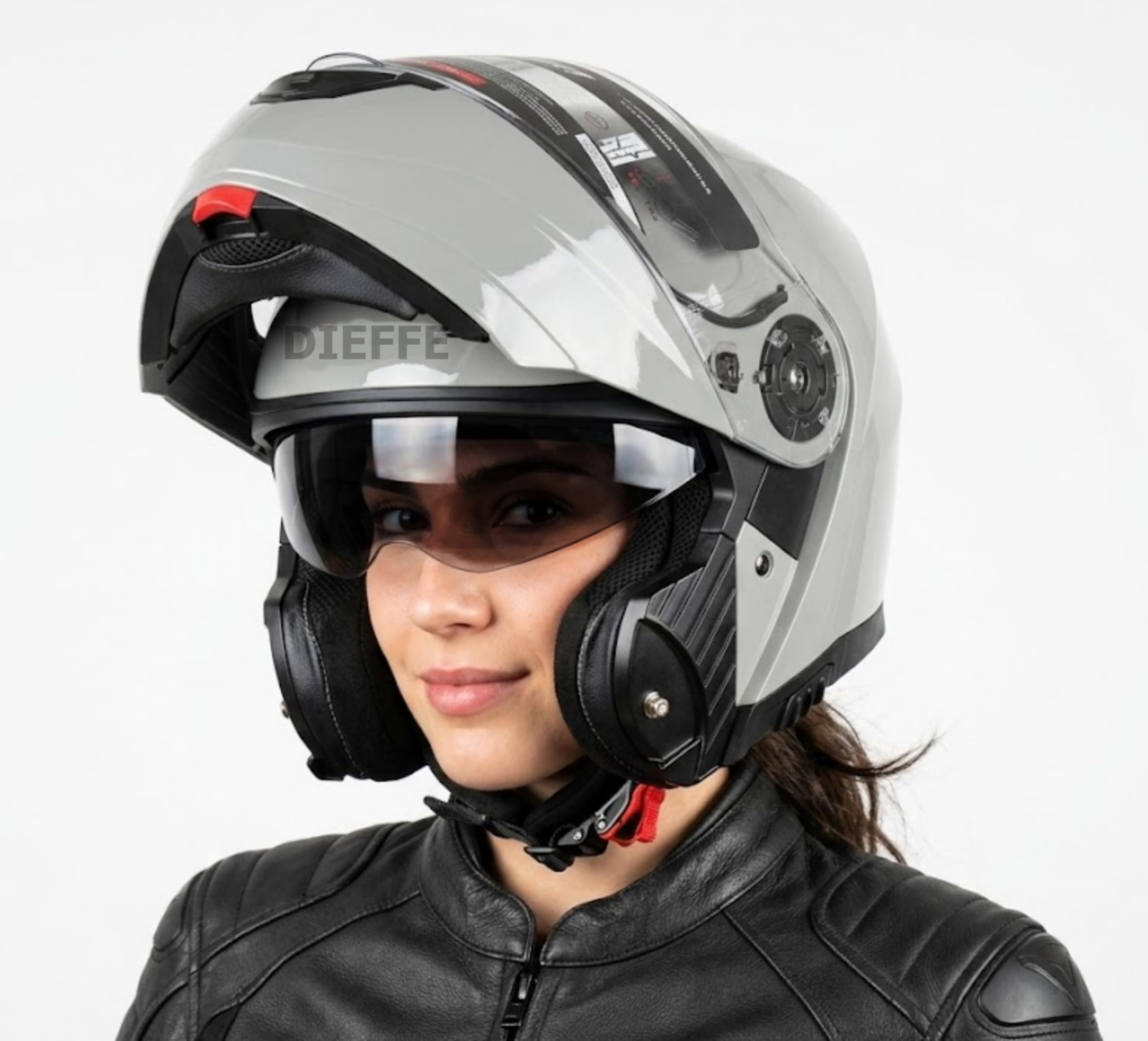 Casco Apribile DF906 Moto Modulare, Grigio Nardo' Lucido, con Visiera Parasole, tg S