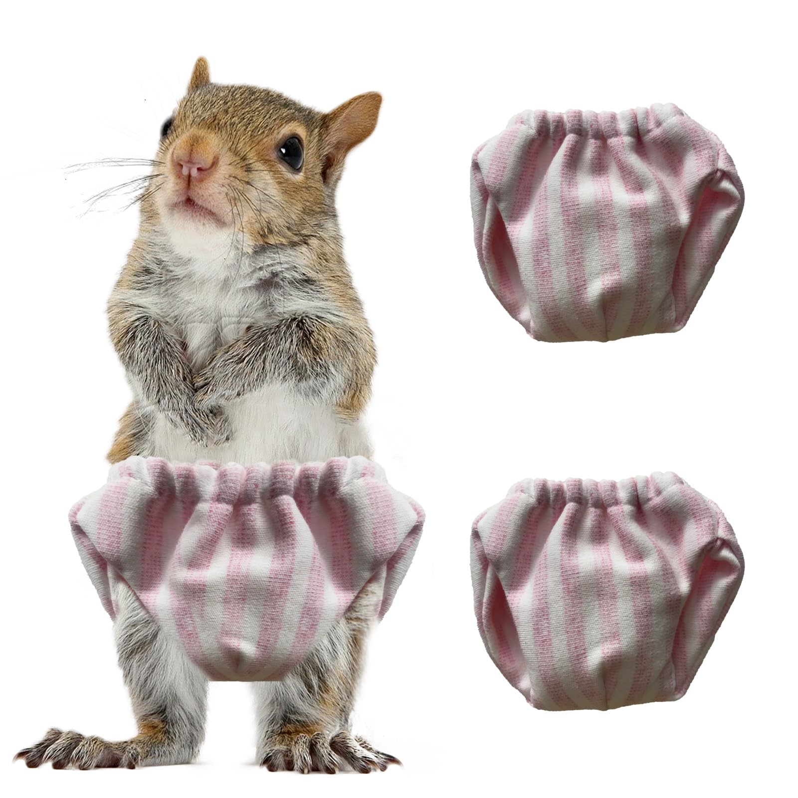 2PCS Small Pet Diapers,Adjustable Sugar Glider Diapers Climbing Diapers,Washable,Specially Designed for Use on Pet Squirrels Small Medium Guinea Pig (Pink Stripes
