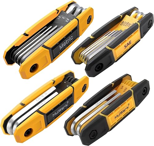 Miniatura 9 de MULWARK Juego de 28 piezas de llave Allen, juego de llaves hexagonales de extremo de bola de brazo largo con mango en T | SAE 1/16–3/8, métrico