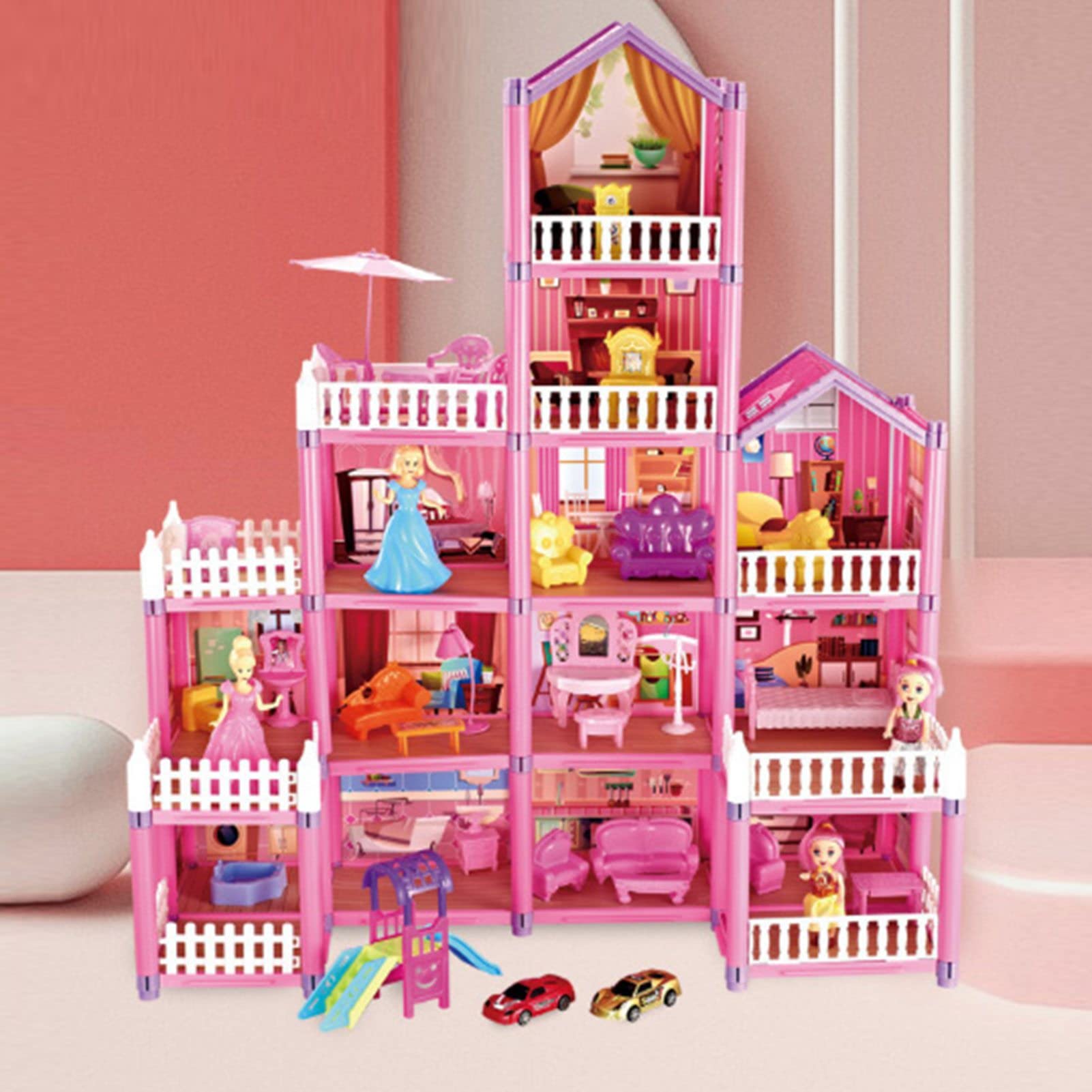 Bauspielzeug für EIN Puppenhaus für Mädchen mit 5 Etagen und 13