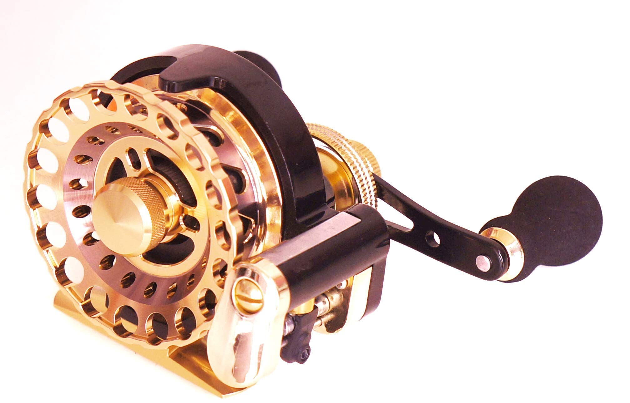 SportsInn Lightweight Gold Fly Fishing Reel Line Guide Reel 10+1 BB Right Handed 2.6:1