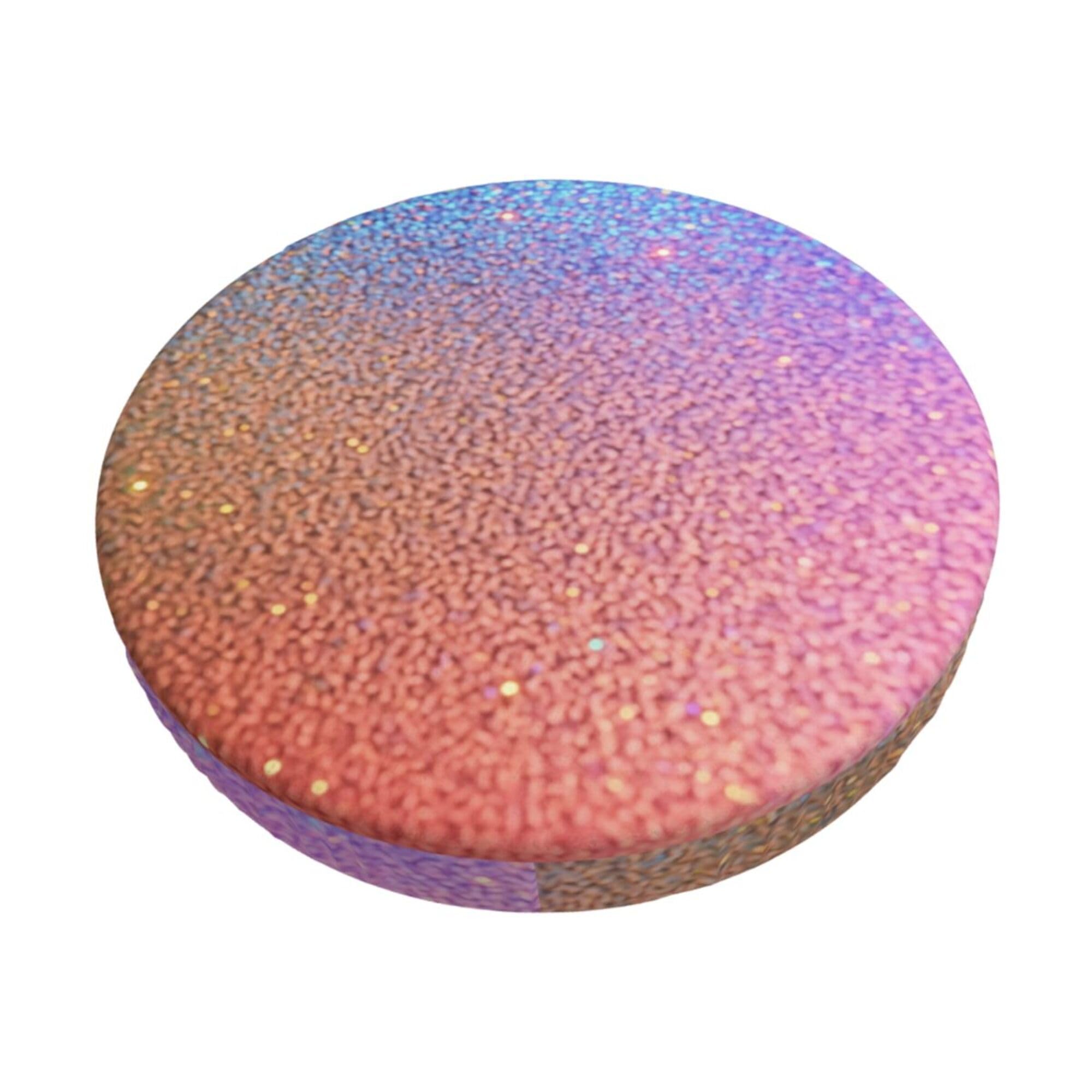 Velvet Round Stool Covers, 3 Layers Stool Covers Round with Thin Pad, Rainbow Glitter Texture Stool Seat Covers Round Anti-Slip Bar Chair Covers for Dia.12-14" Chair