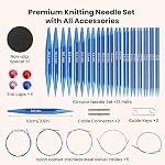 GEEKHOM 4-Inch Interchangeable Circular Knitting Needles Set Sock Knitting Needles with 26 Pcs Aluminum 3-10MM and Case for DIY Home Knitters Blue