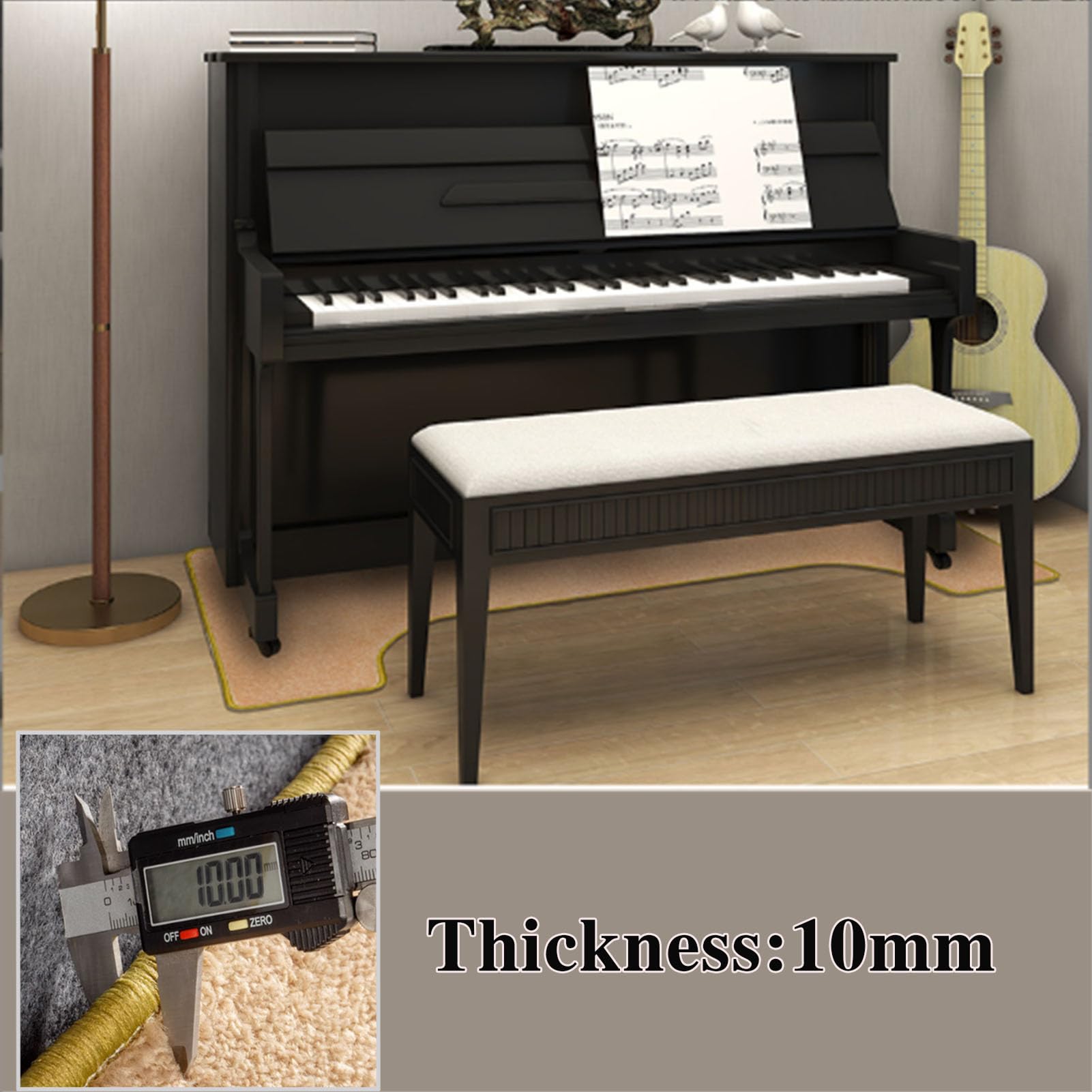 Tappeto Insonorizzante Fonoassorbente per Verticale Pianoforte Tappeto per Batteria Acustica Tappeti Antiscivolo Tappeto a Tamburo Tappetino Insonorizzato 160 x 70 cm
