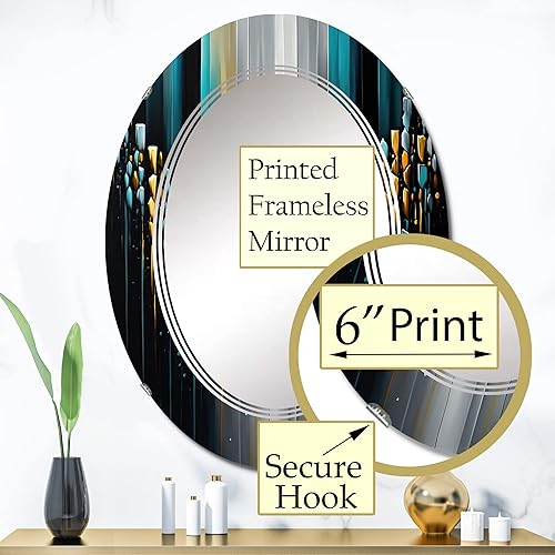 Miniatura 3 de Espejo de tocador abstracto geométrico negro y verde en V, espejos de baño, espejos de pared para sala de estar, dormitorio, espejo ovalado, grande,