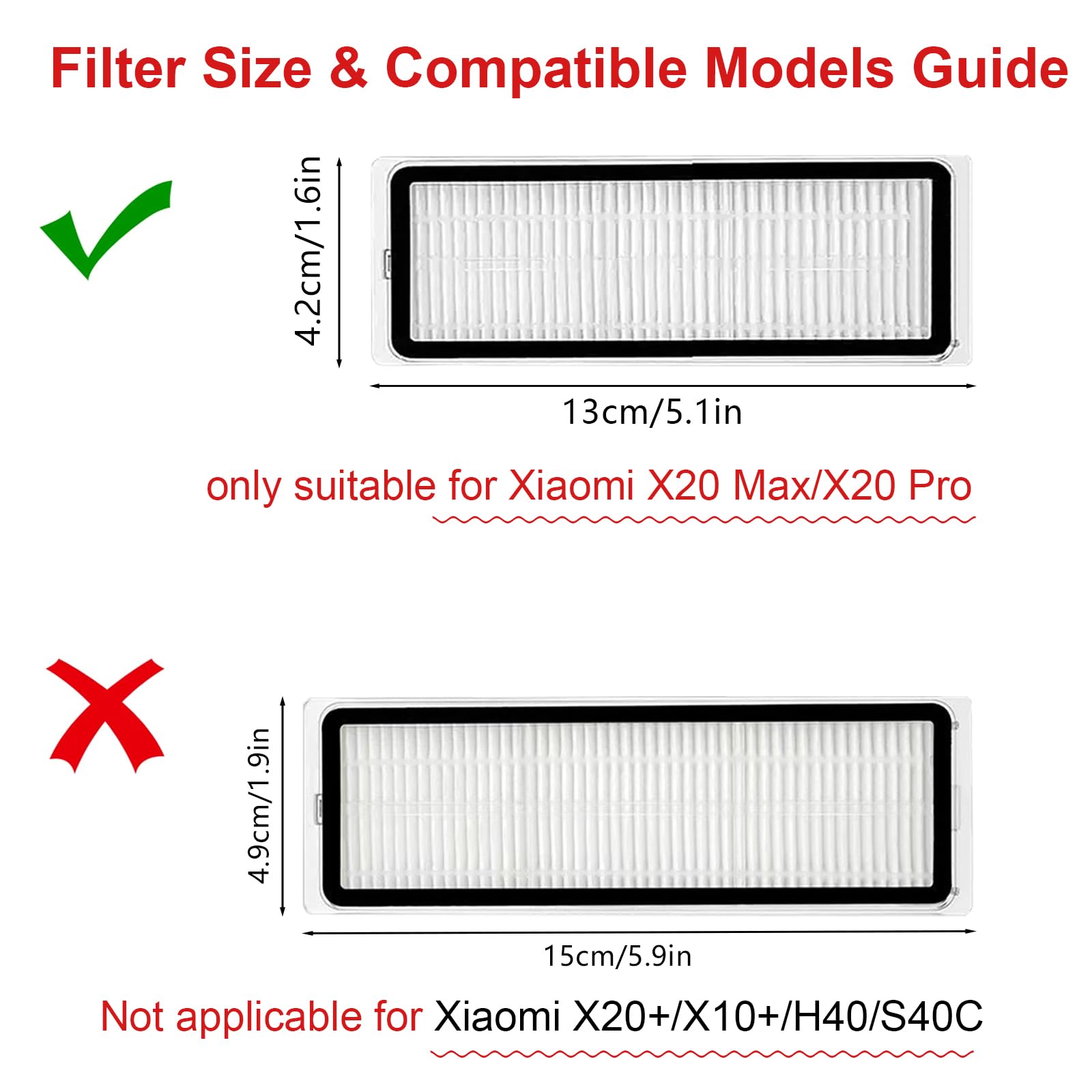 HEPA Filtry Akcesoria do Xiaomi X20 Max/ X20 Pro Odkurzacz Części Zamienne | Robot Vacuum 5/5Pro Odkurzacz HEPA Filtry, X20 Max Akcesoria,6 Sztuki Filtry, Zmywalny I Wielokrotnego Użytku Części Zamienne