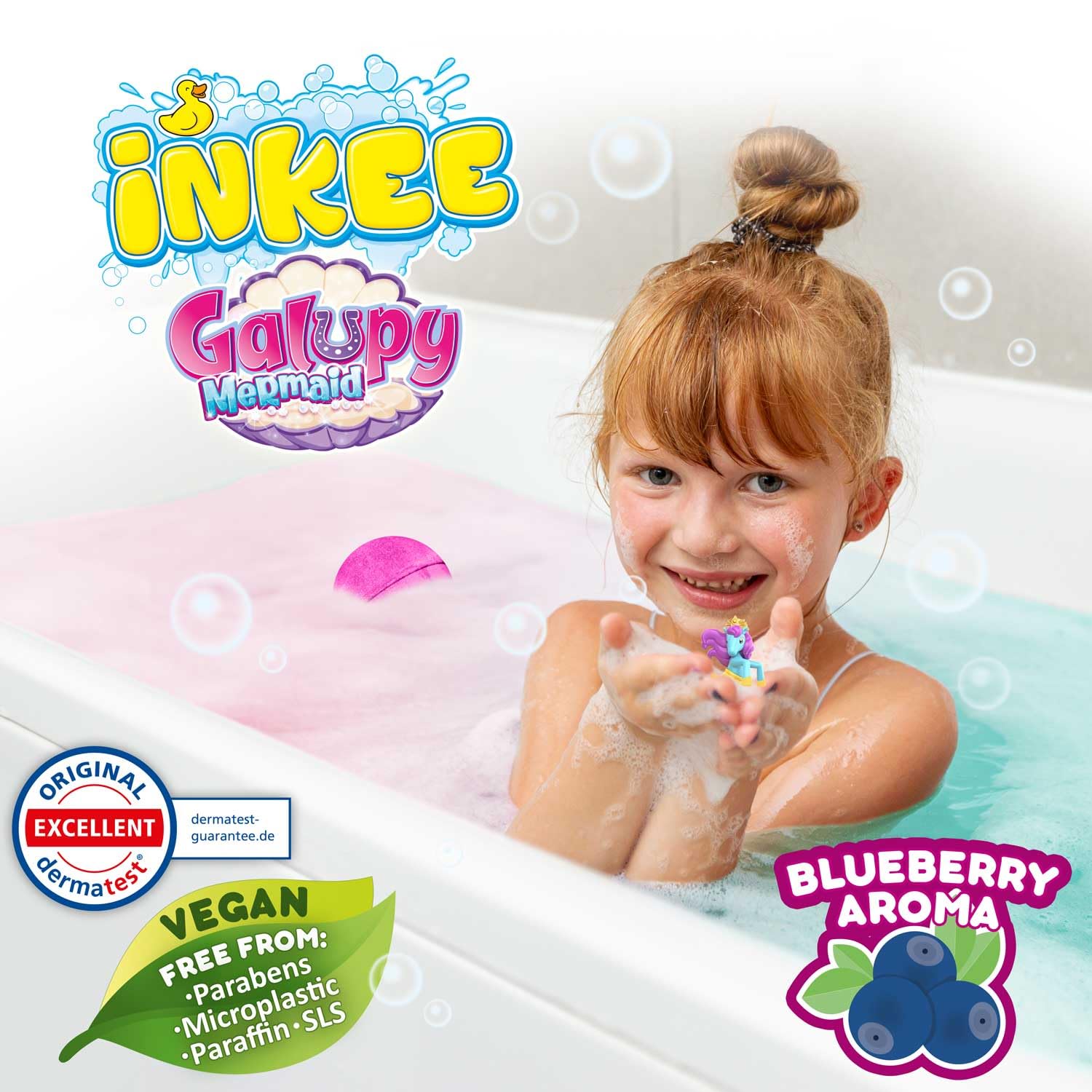INKEE Surprise Bath Bomb Galupy Mermaid Espositore 8 Bombe da Bagno