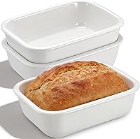 Singhoow 3 Pack Ceramic Loaf Pans 9x6.5 Inch White Nonstick - Oven Microwave Dishwasher Safe Bread Baking Pans