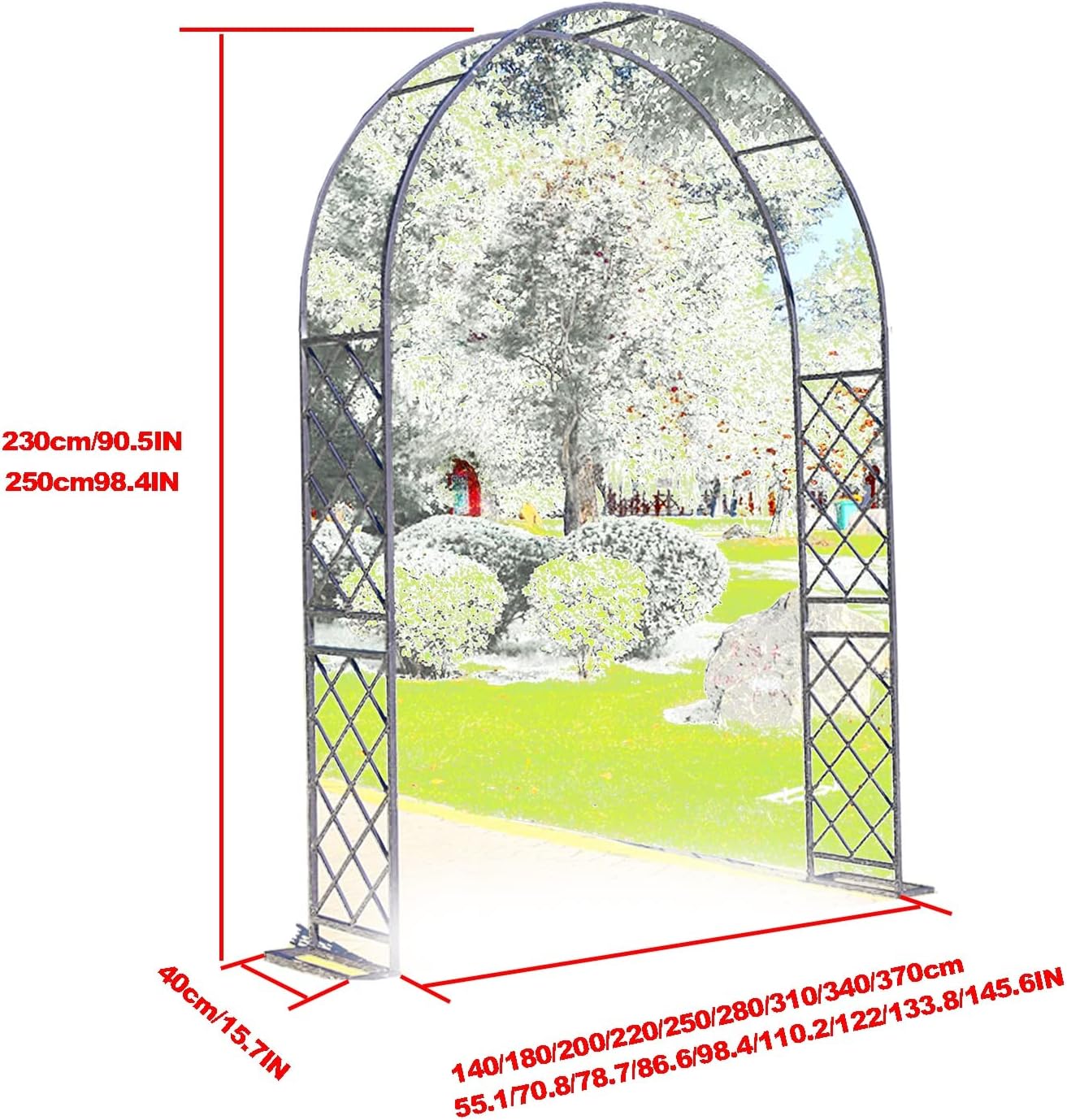 Rose Arch, Garden Arbor Pergola, Support Archway, Galvanized Pipe Arch Supports Plant Supports Decor for Patio/Entrance/Garden/Villa (Color : Bronze, Size : 310x250x40cm)