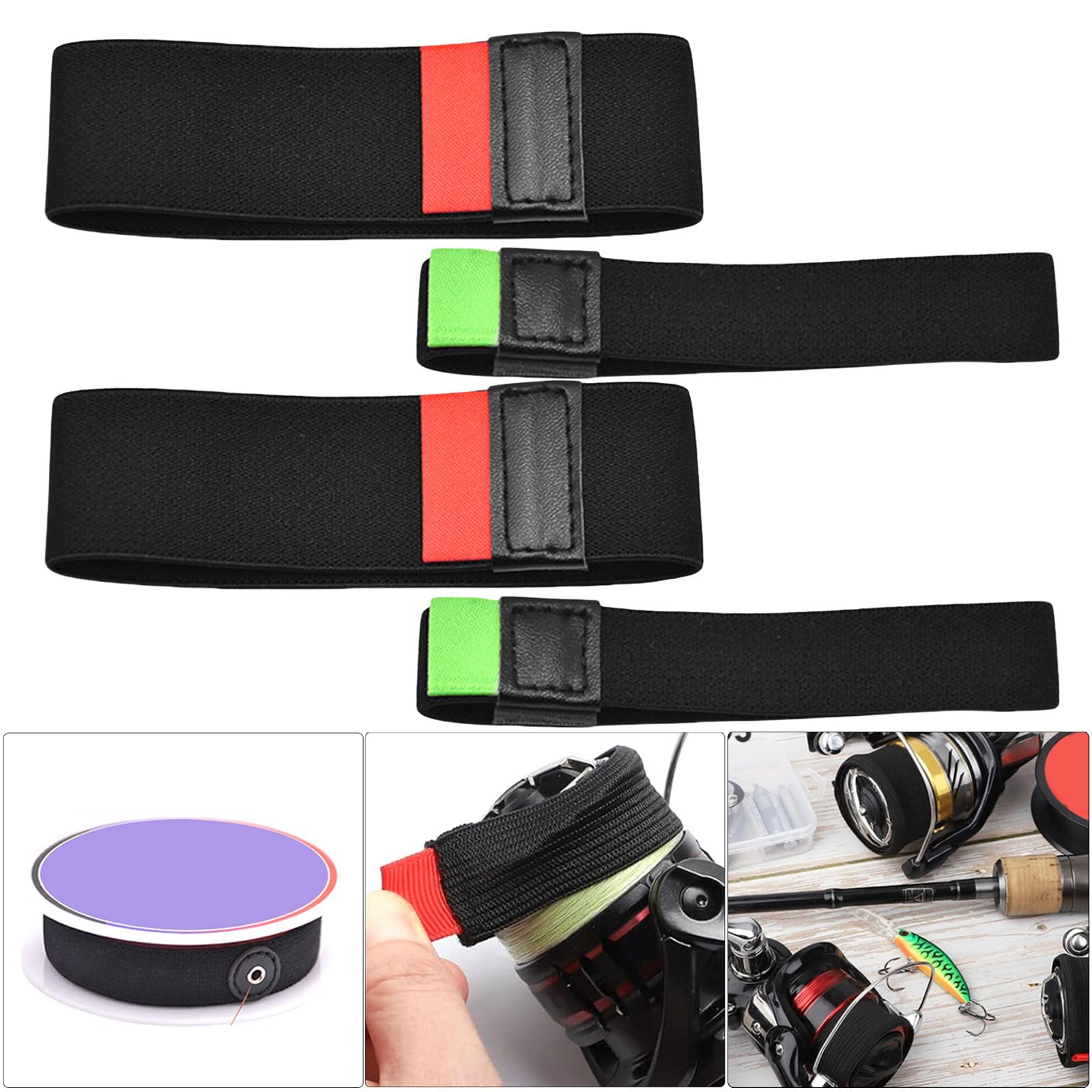 Kangnice 4Pcs Fishing Reel Belt Fishing Spool Belt Outdoor Fishing Equipment Tool Reel Protections Belt Elastic Band
