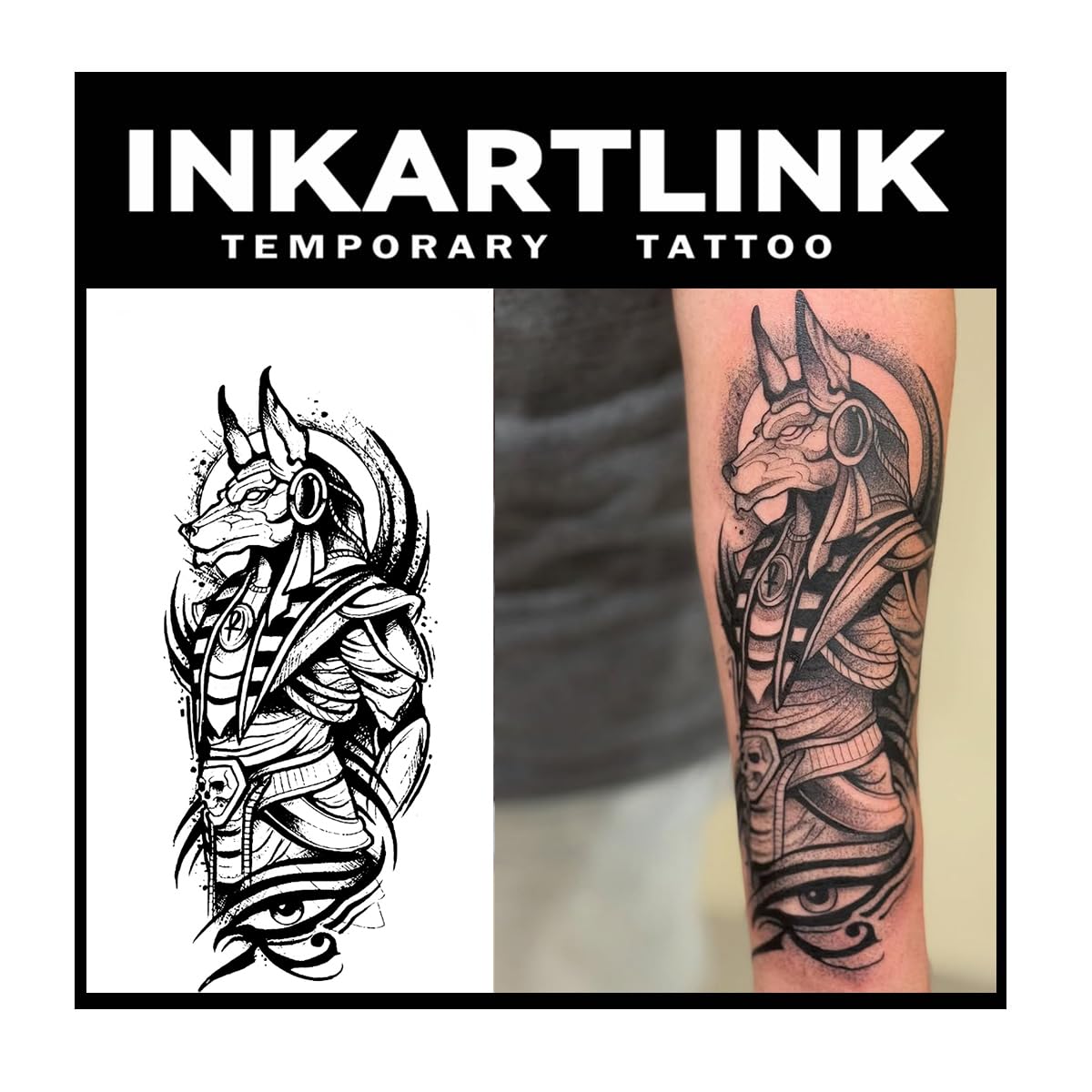 INKARTLINK Tattoo Tech, 2 Sheets Large Semi Permanent Tattoo, Adult Art Design Temporary Tattoos, Lasts 1-2 Weeks, Waterproof, Realistic Look, No