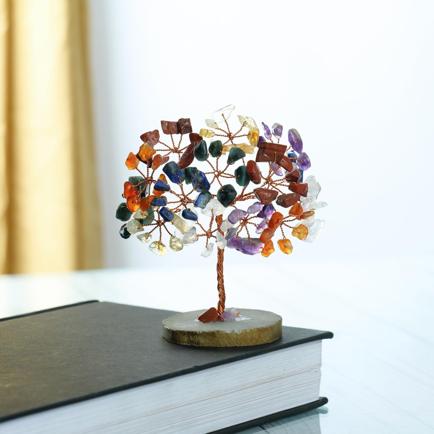 Crystal Árbol - Cristales y Piedras - 7 Cristales de Chakra - Decoración Espacial estética - Feng Shui Money tre - Decoración del Ministerio en el Interior - Chakra Stonones - Chakra -Tree of Life