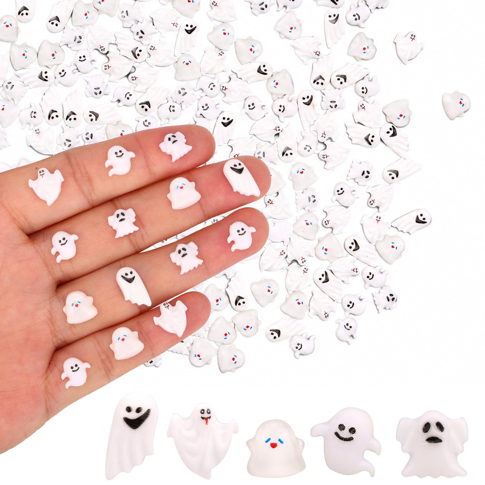210pcs Mini Resin Ghost, 5 Styles Resin Funny Miniature Ghosts — image 1