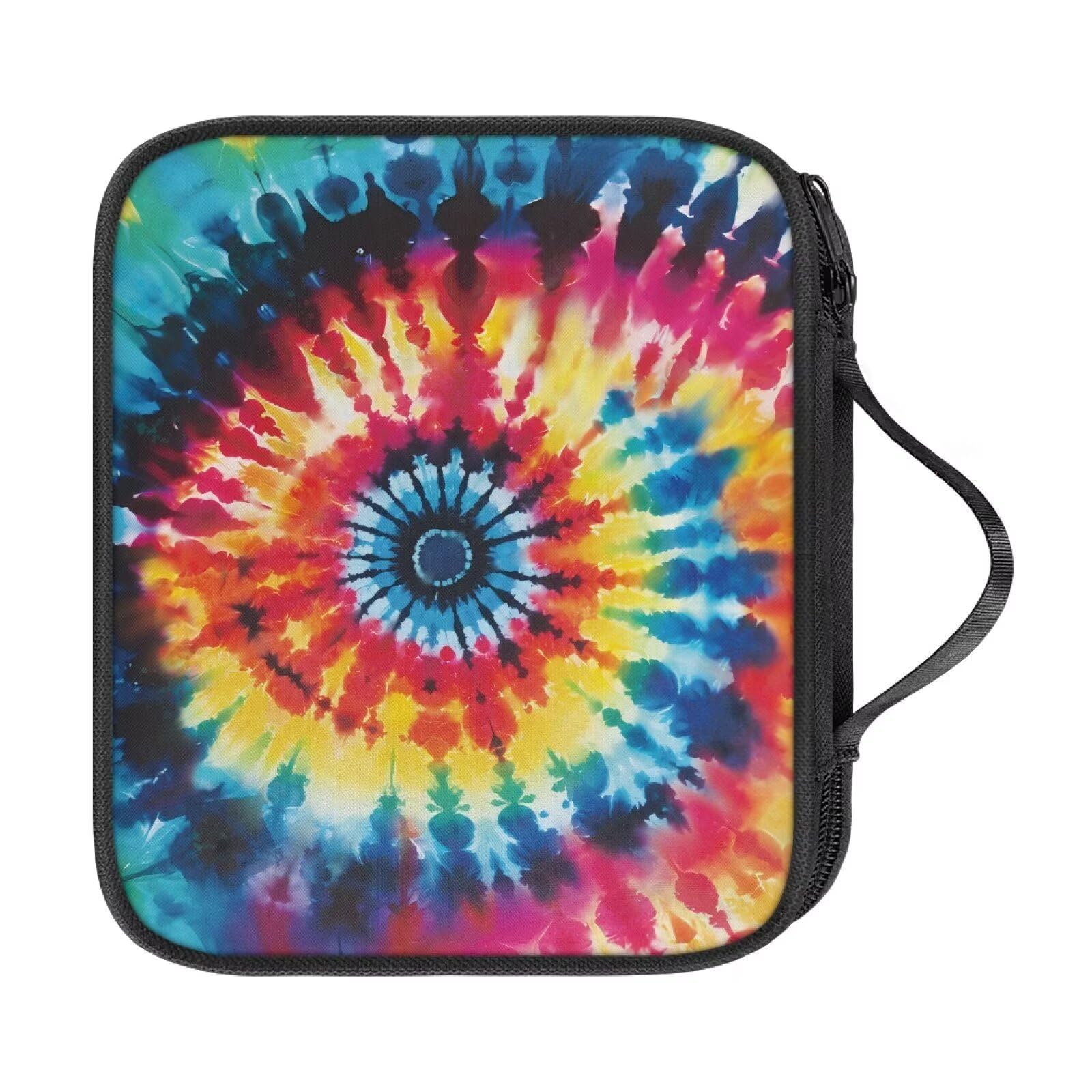 Hechitok Colorful Tie Dye Crochet Hook Case with Handle, Organizer Zipper Bag with Web Pockets for Various Crochet Needles and Knitting Accessories, Well Made and Easy to Carry