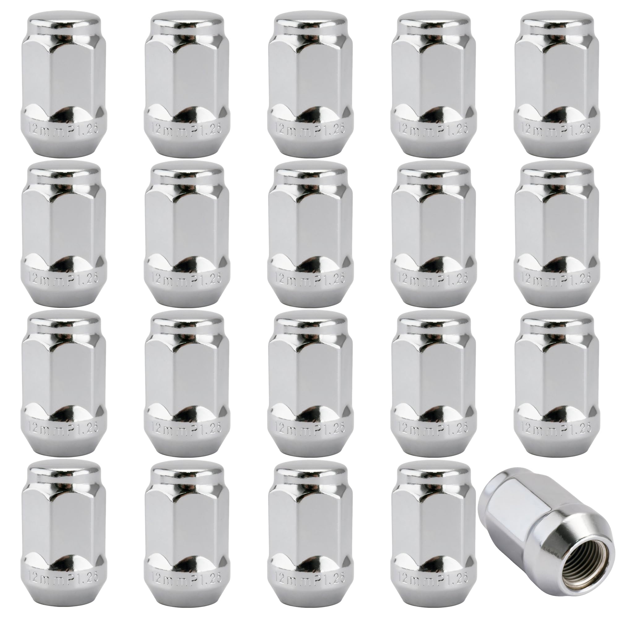ERMWALR 20 Stück Radmutter M12x1,25,SW19 Korrosionsbeständige Hochfeste Verchromt Radmuttern,Nicht lockere Anti-Rutsch Robust Und Langlebig für Nissan Subaru Suzuki Lada(Silber)