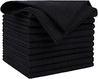AIDEA Black Microfiber Cleaning Cloths 10 Pack 12x12 - Lint-Free Super Absorbent Towels for Cars, Kitchen, House, Windows & SUVs