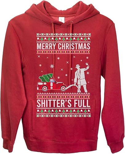 Miniatura 3 de Wild Bobby Sudadera unisex con cuello redondo de Merry Christmas Shitter's Full Ugly Christmas, Rojo (Red Hoodie)