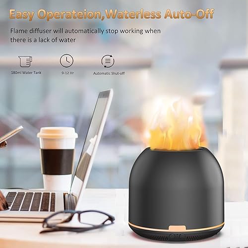 Miniatura 4 de Difusor de aroma de luz de llama, difusor ultrasónico de aromaterapia con temporizadores de función de apagado automático, para oficina, dormitorio,