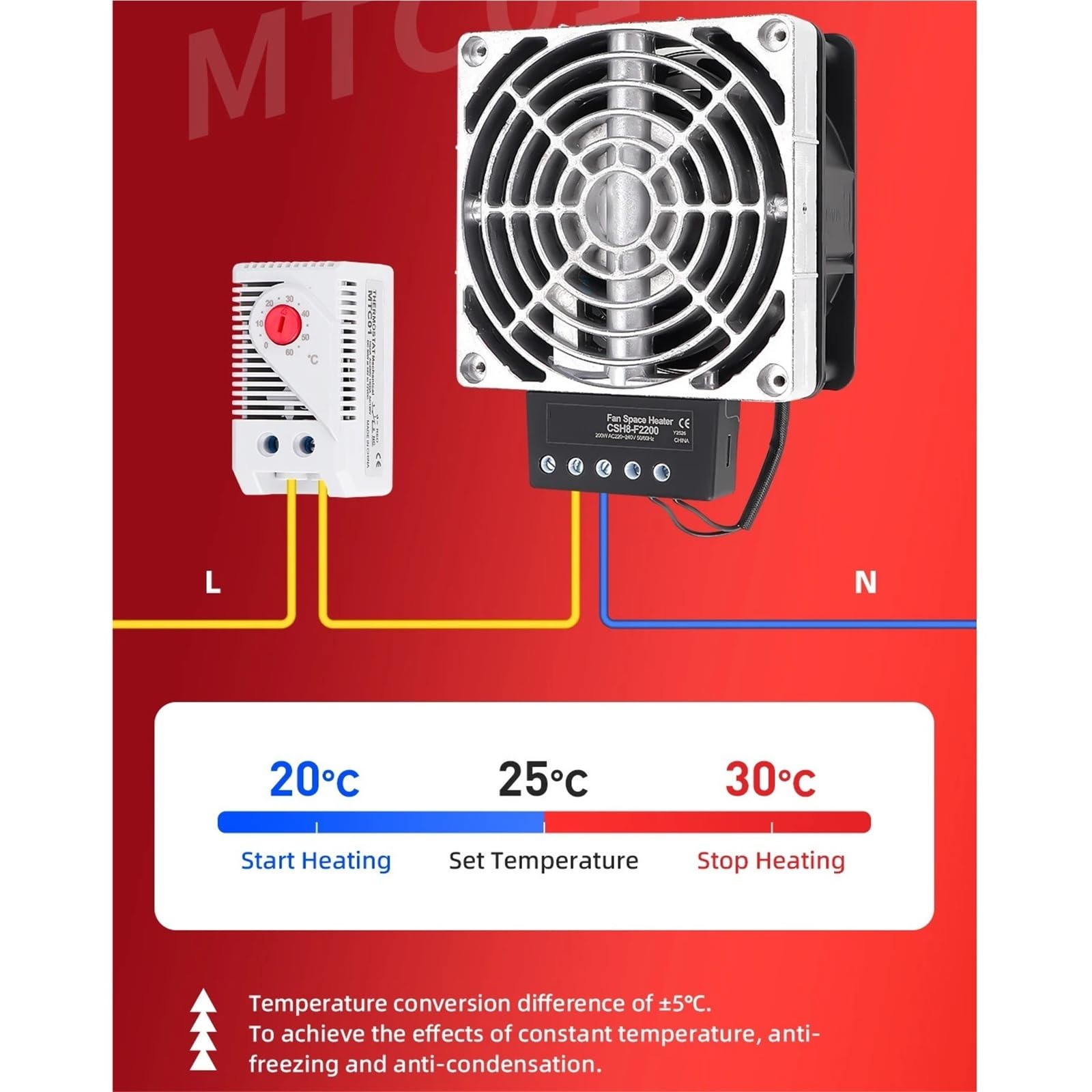 Deshumidificador industrial Calentador de ventilador de aluminio CSH8 400W Gabinete humedad y deshumidificación temperatura constante(300W CSH8-F2300)