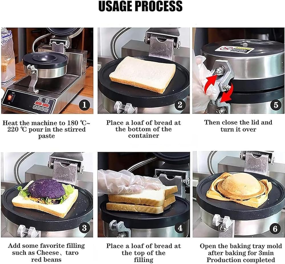 Piastra elettrica per hamburger e waffle con temperatura e timer regolabili, in acciaio inossidabile con rivestimento per uso alimentare, per uso domestico e commerciale.,
