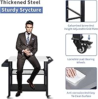 Vista 2 de Polar Aurora Carrito de parrilla móvil de tres estantes para exteriores, soporte para horno de pizza, mesa multifuncional de preparación