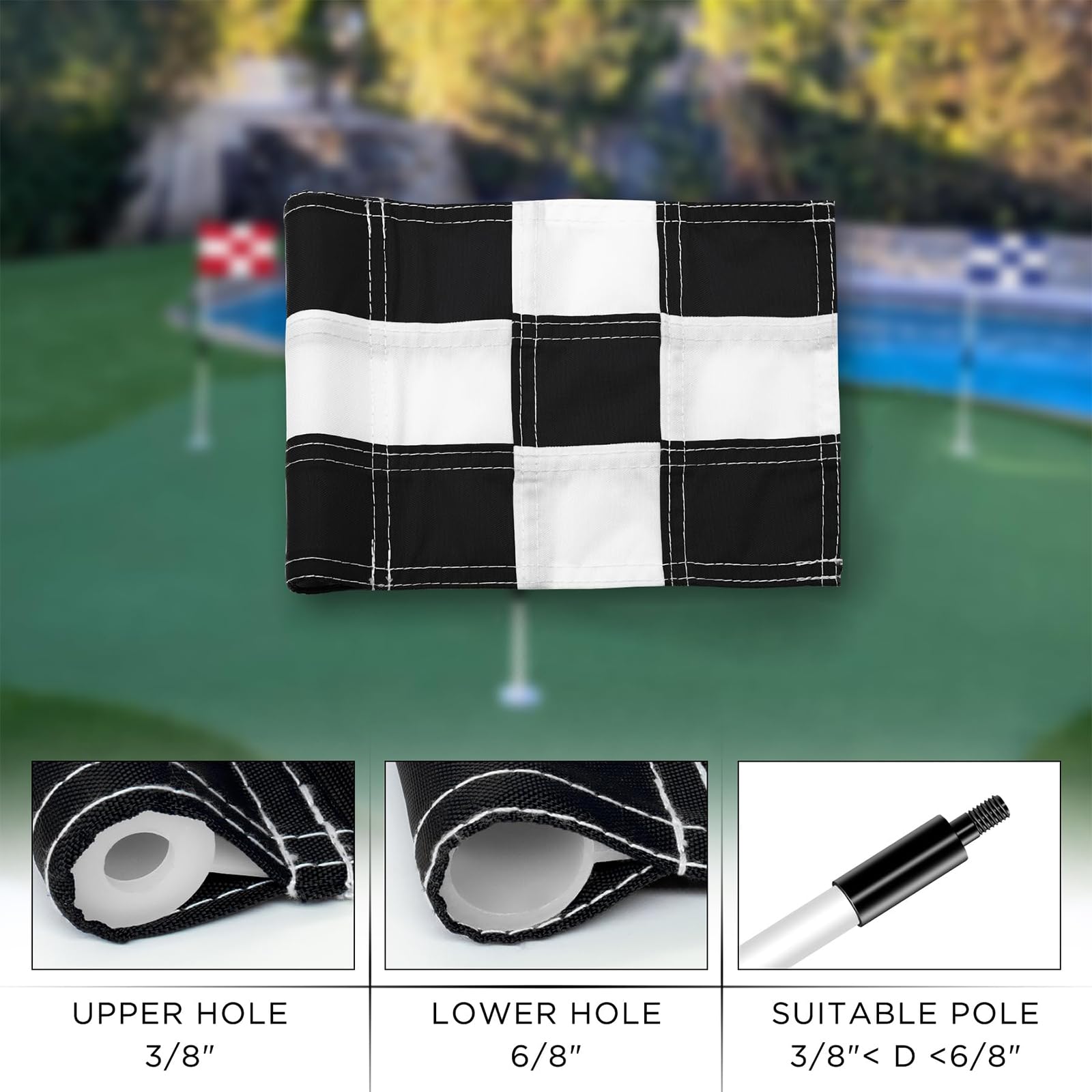 Drapeaux verts de golf résistants aux déchirures - Haute visibilité - Drapeau de golf pour débutants