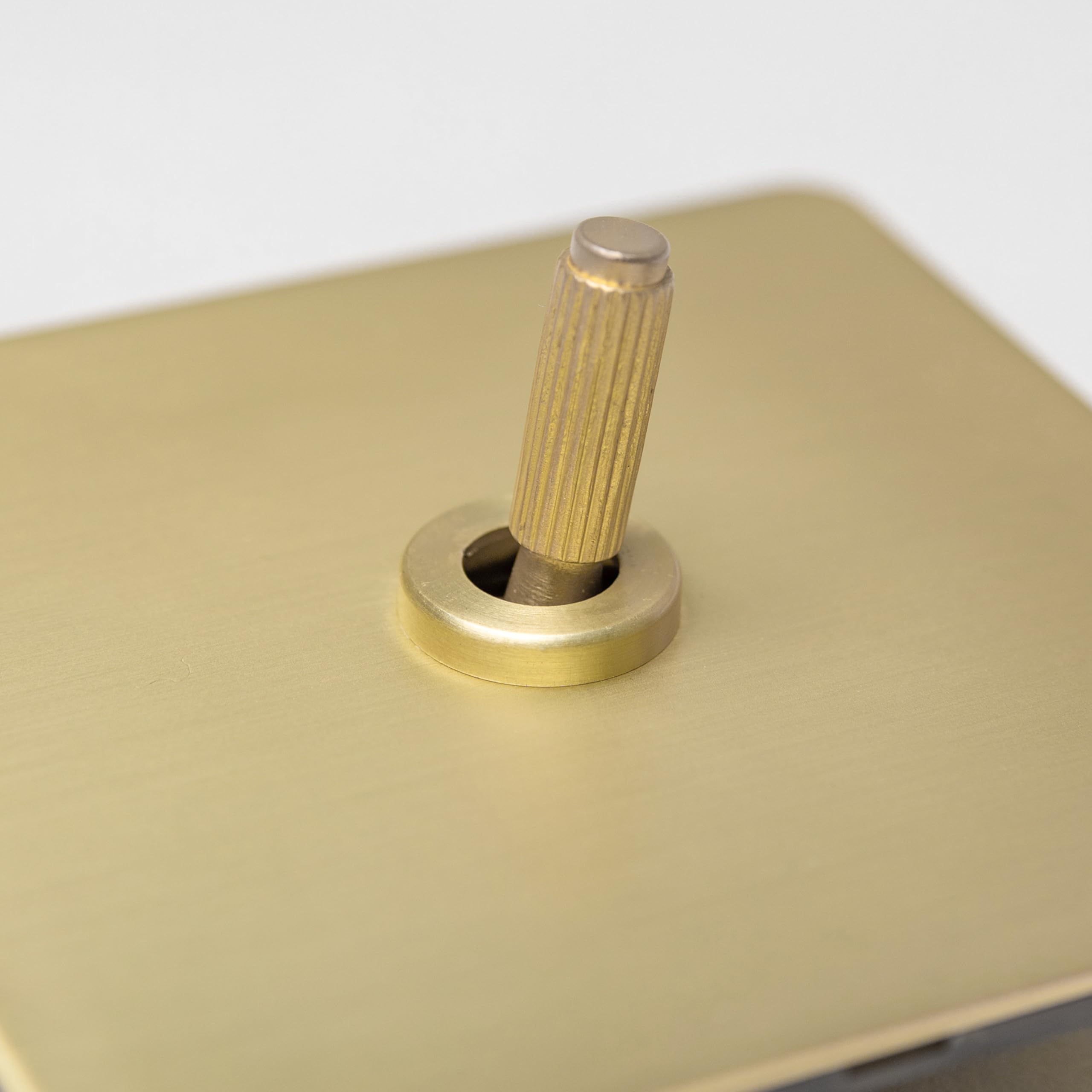 Satin Brass Straight Knurled Switches and Sockets (1 gang intermediate switch) โ image 1