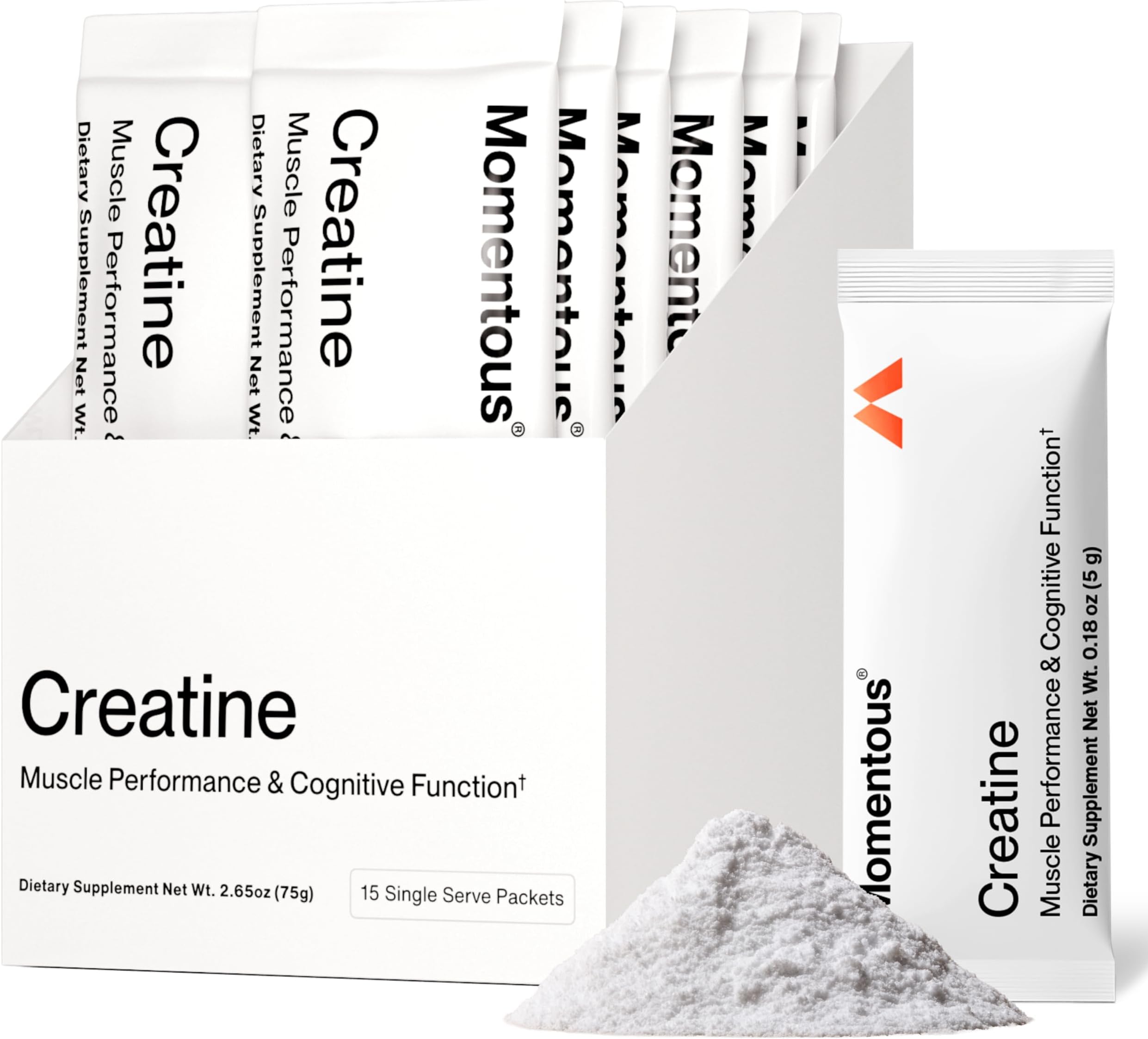 Momentous Creatine Monohydrate Powder - Creatine Powder - Supports Strength, Lean Muscle, & Recovery for Men & Women - NSF Certified for Sport - 5 g per Serving - 15 Servings