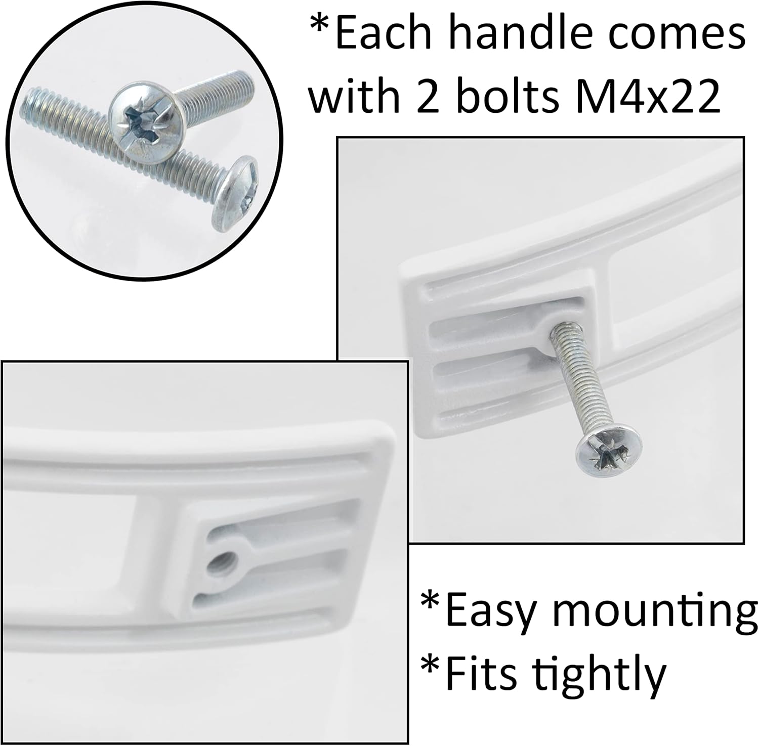 AERZETIX - C41413 – Set of 5 Furniture Handles Wheelbase 160 mm – for Door Cupboard Cupboard Drawer Interior Decoration Kitchen Living Room Assembly – Metal – White Finish