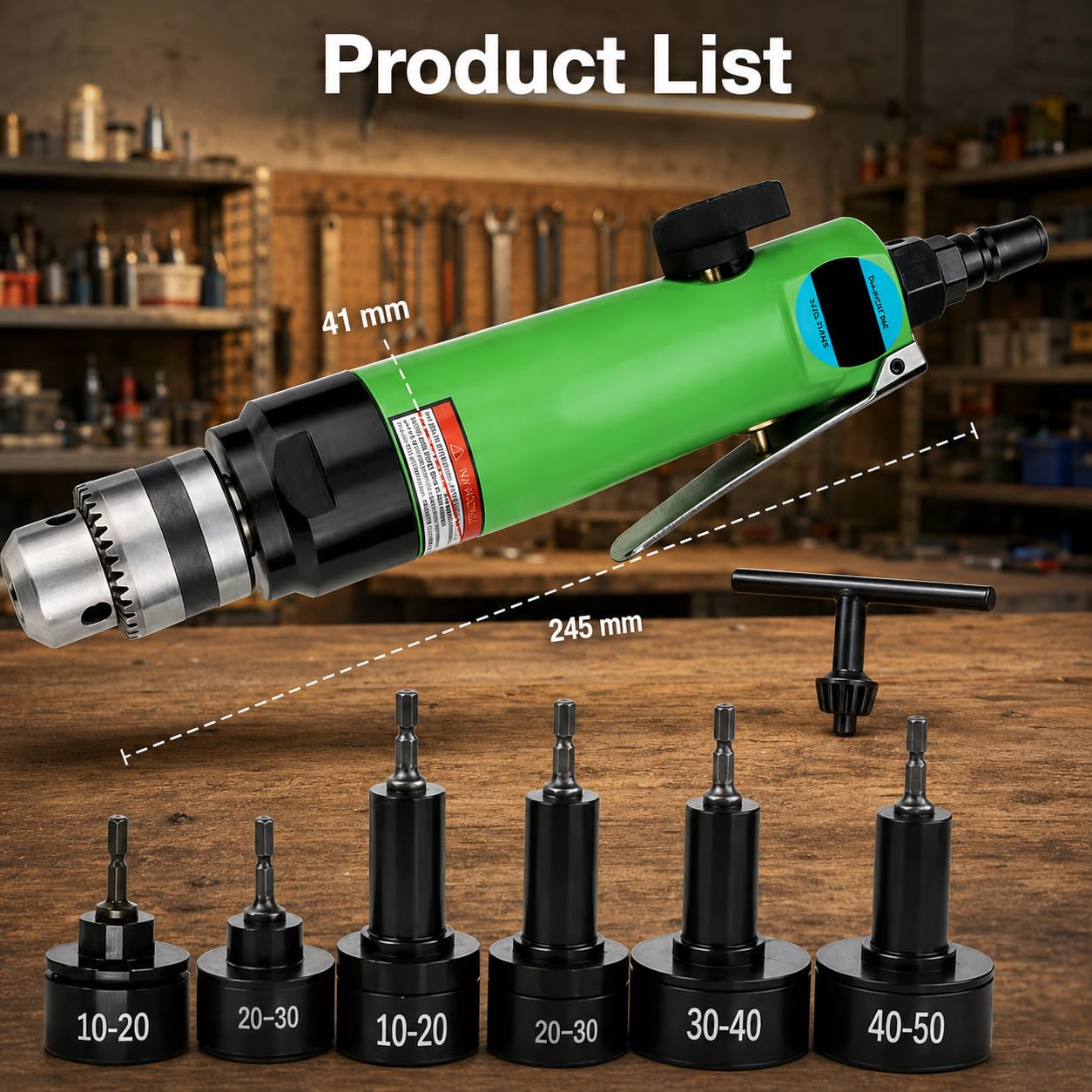 Tappatrice pneumatica portatile, 10-50 mm, 2500 giri/min, 6 teste