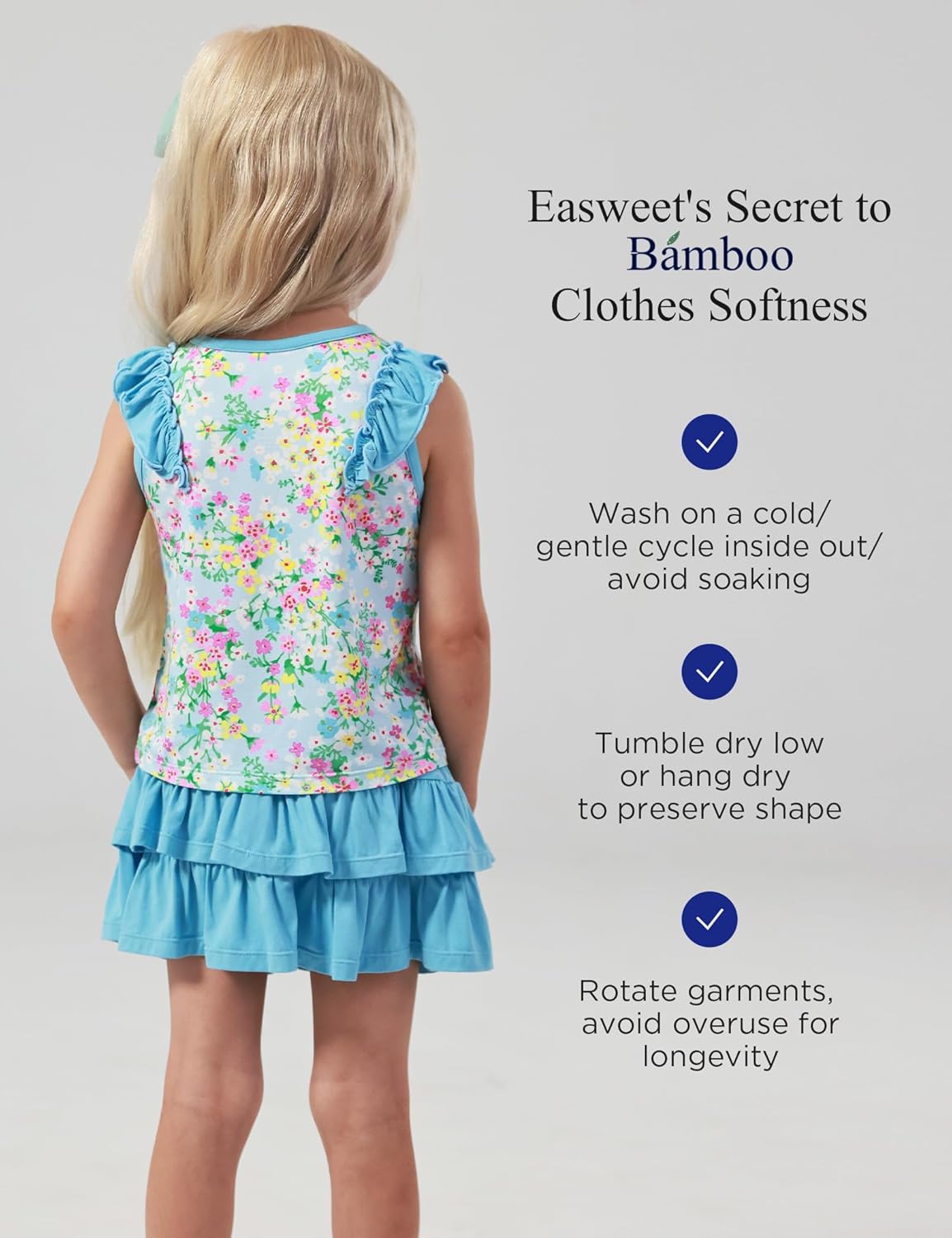 Bamboo Viscose Toddler Girls 2 piece Outfits Summer Sleeveless Girls Skirt Set - Image 5