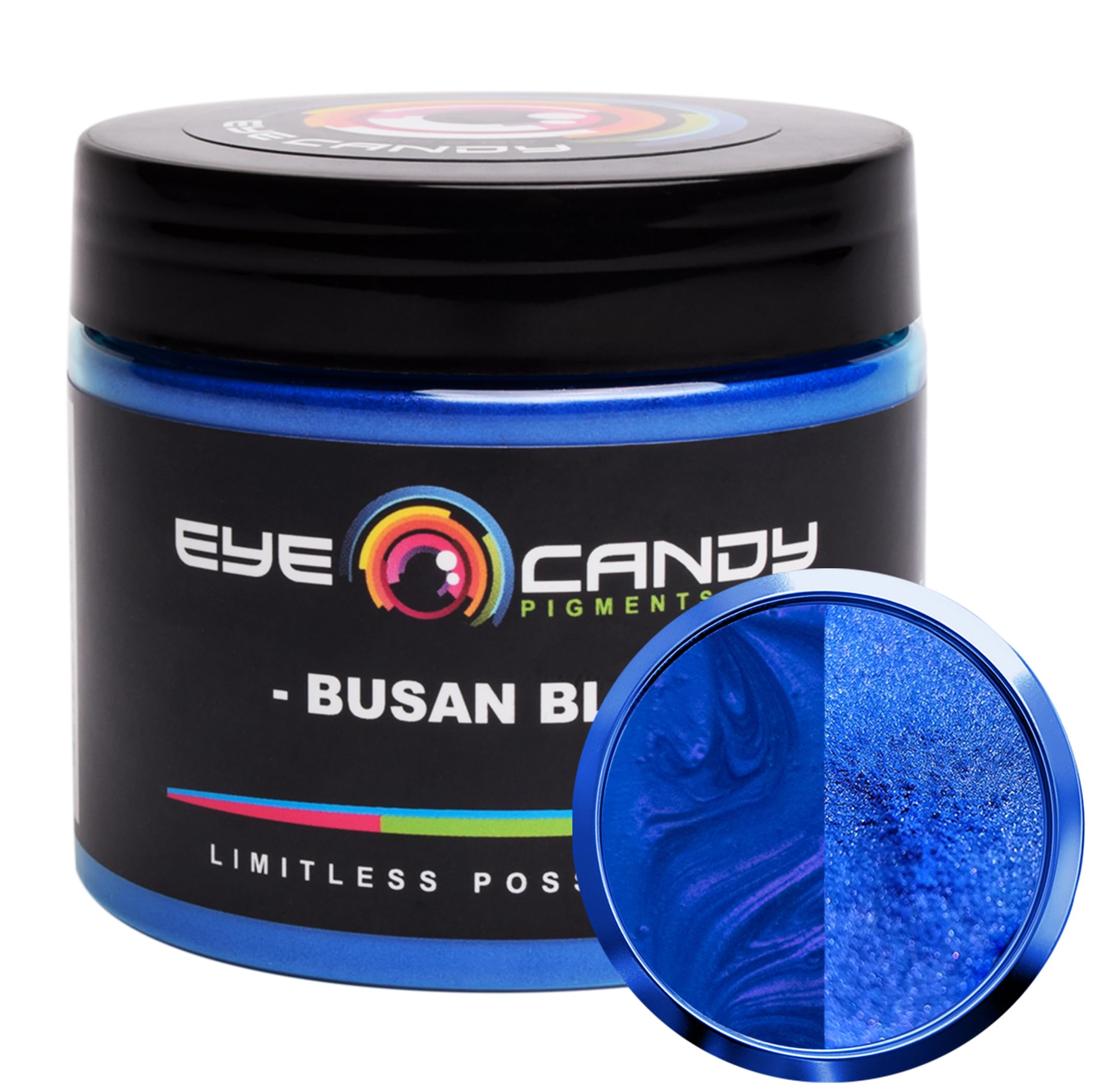 Eye Candy Pigments Premium Blue Mica Powder - Busan Blue (50gr) - for Epoxy, Resin, Soap, Paint, Woodworking, Acrylic Pouring, Bath Bombs, Fishing Lures - DIY Arts and Crafts Additive