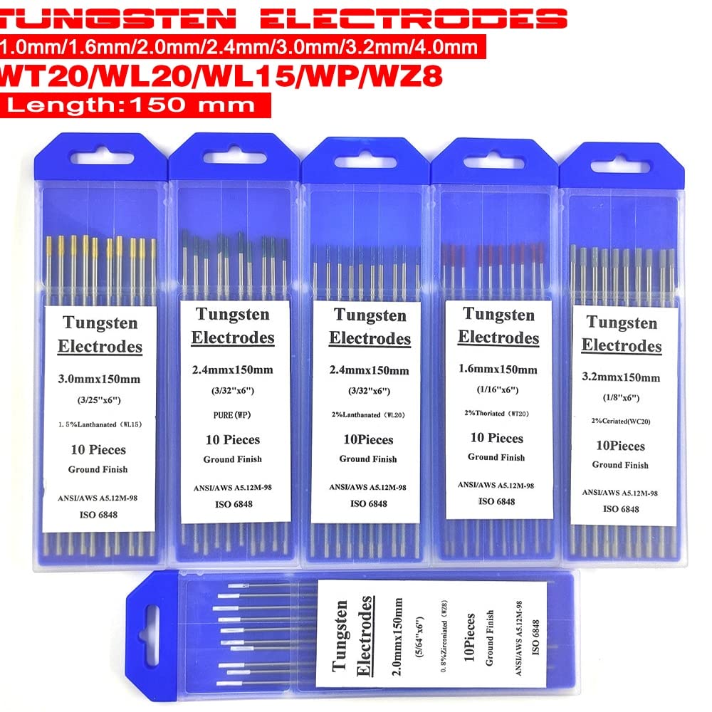 Wolfram-Elektroden WT20 / WL20 / WC20 Uvm. – 150 Mm, 1,0–4,0 Mm, Lanthaniert, Für TIG-Schweißen, AC/DC Geeignet